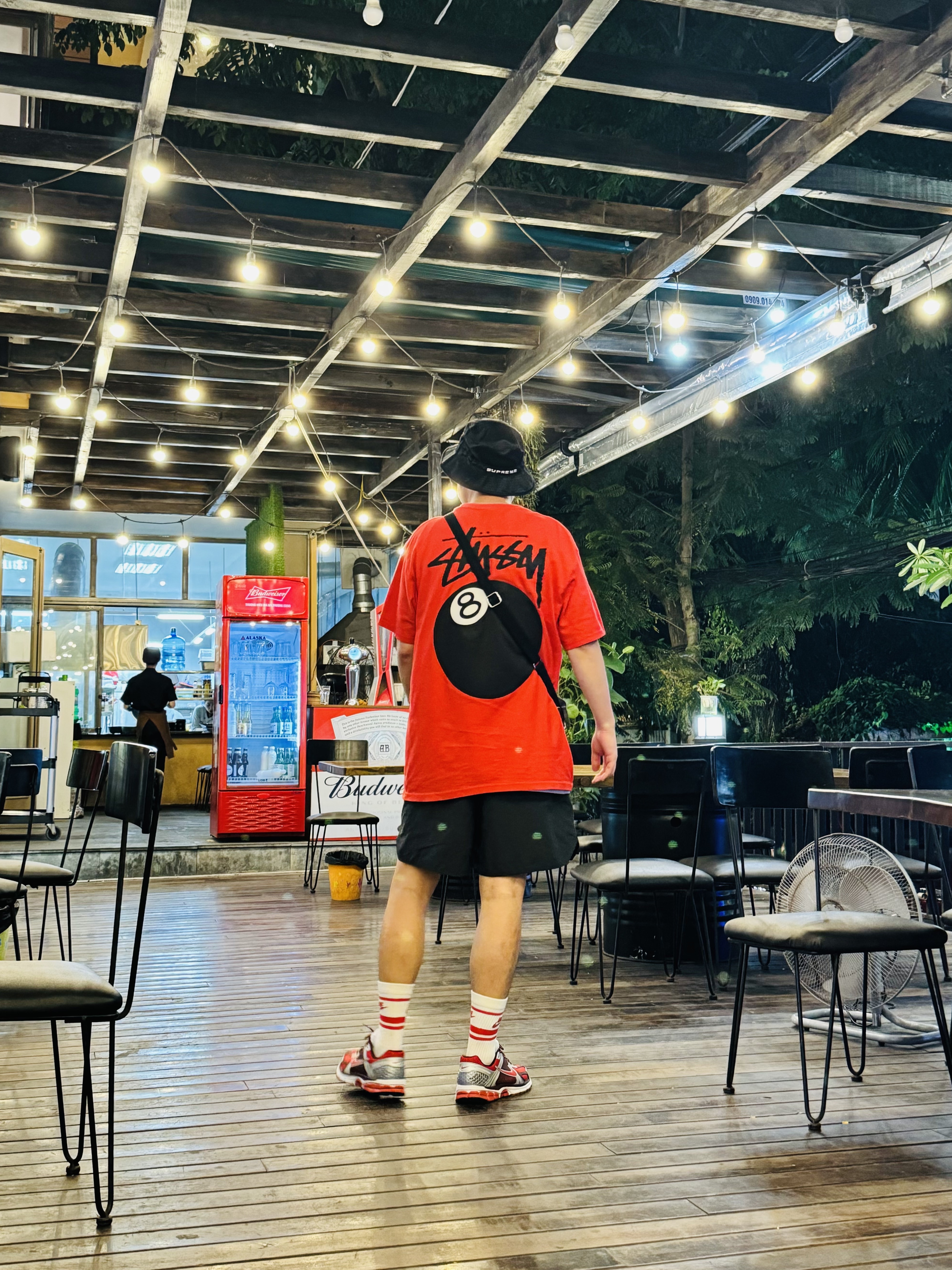 Supreme x Nike Dazzle Crusher Black - 24SS, Stussy 8 Ball T-Shirt Red - 22SS 착용 스타일 - 1
