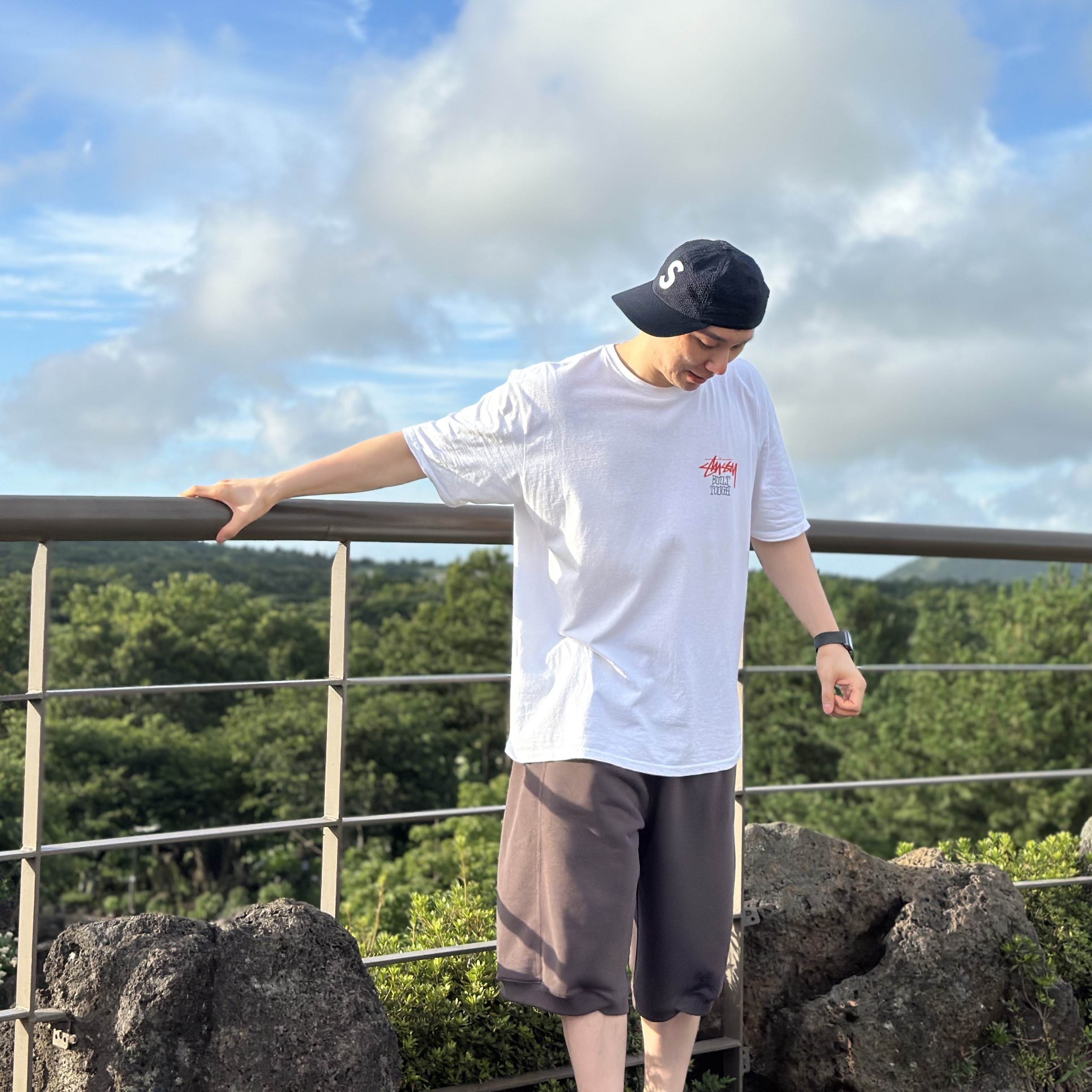 Sansan Gear Sweat Shorts Brown - 24SS 착용 스타일 - 1