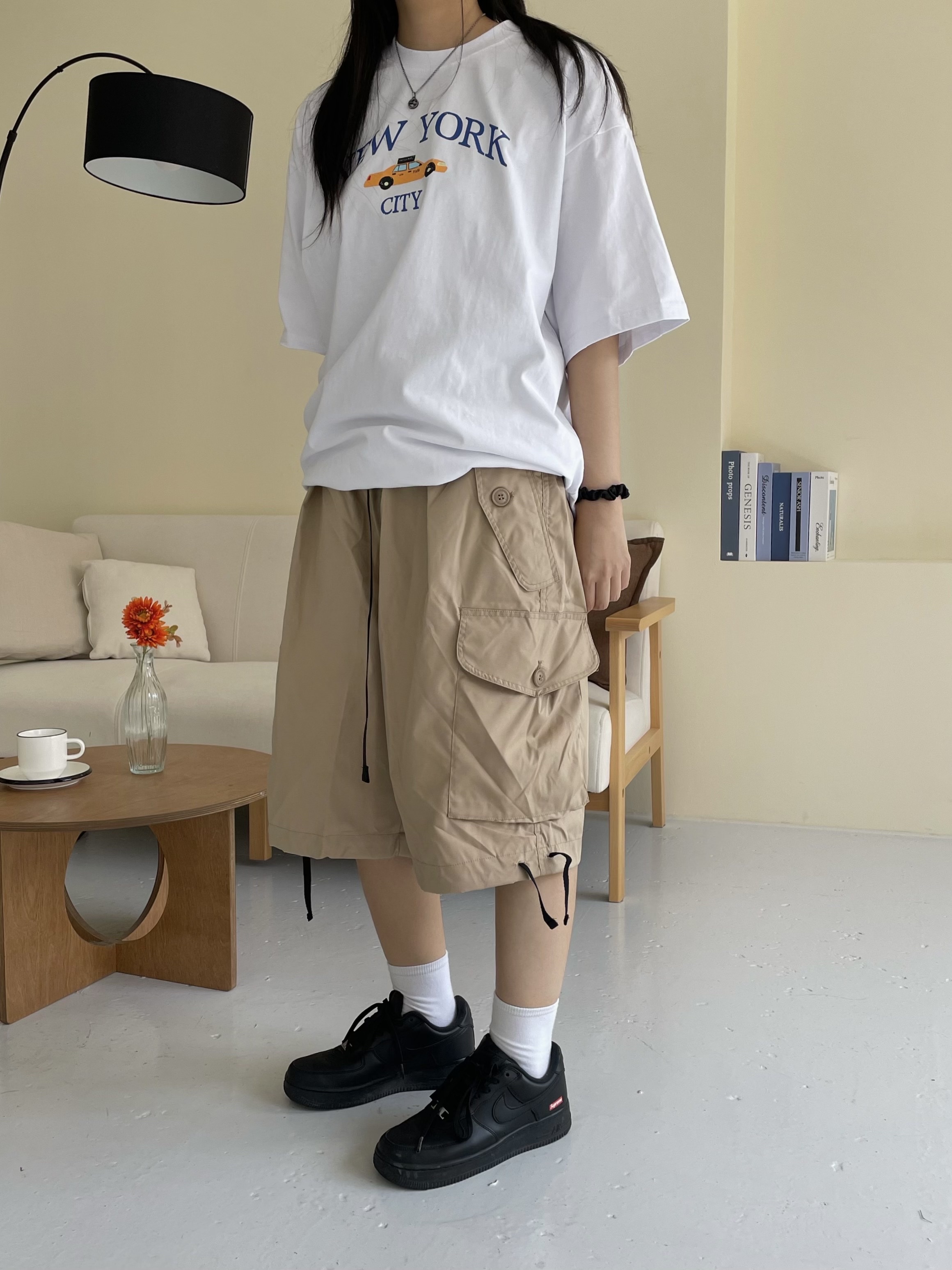 Nike x Supreme Air Force 1 Low Black 착용 스타일 - 3