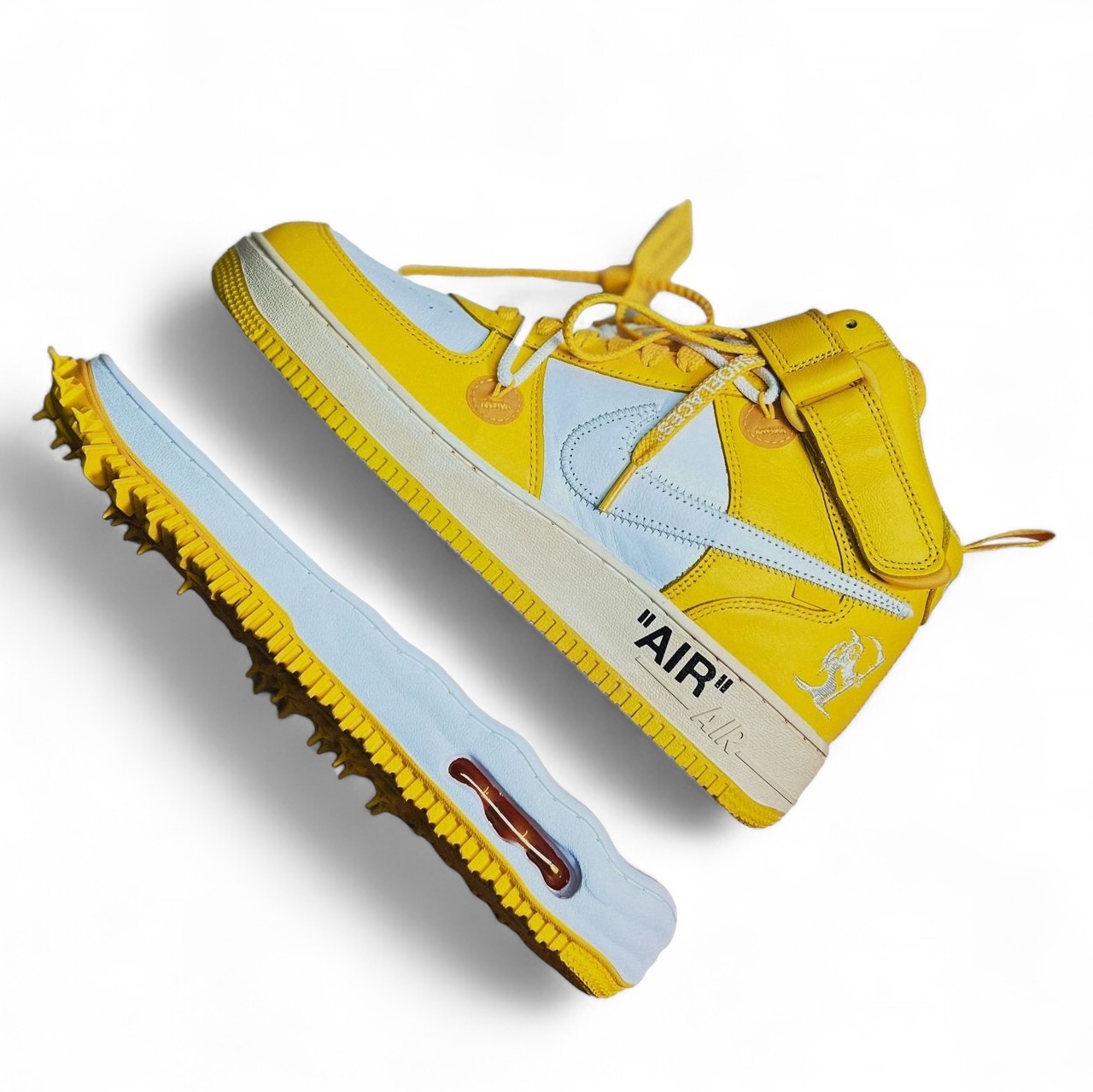 Nike x Off-White Air Force 1 Mid SP Leather Varsity Maize 착용 스타일