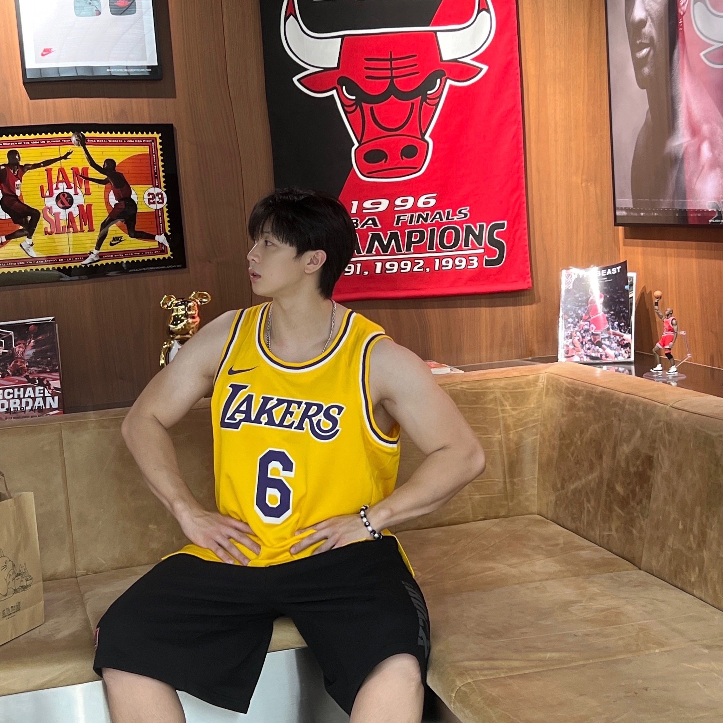 Nike LeBron James LA Lakers Icon Edition Jersey Amarillo, TOWTOW.ARCHIVE Boy'S Pearl Bracelet Black White 착용 스타일