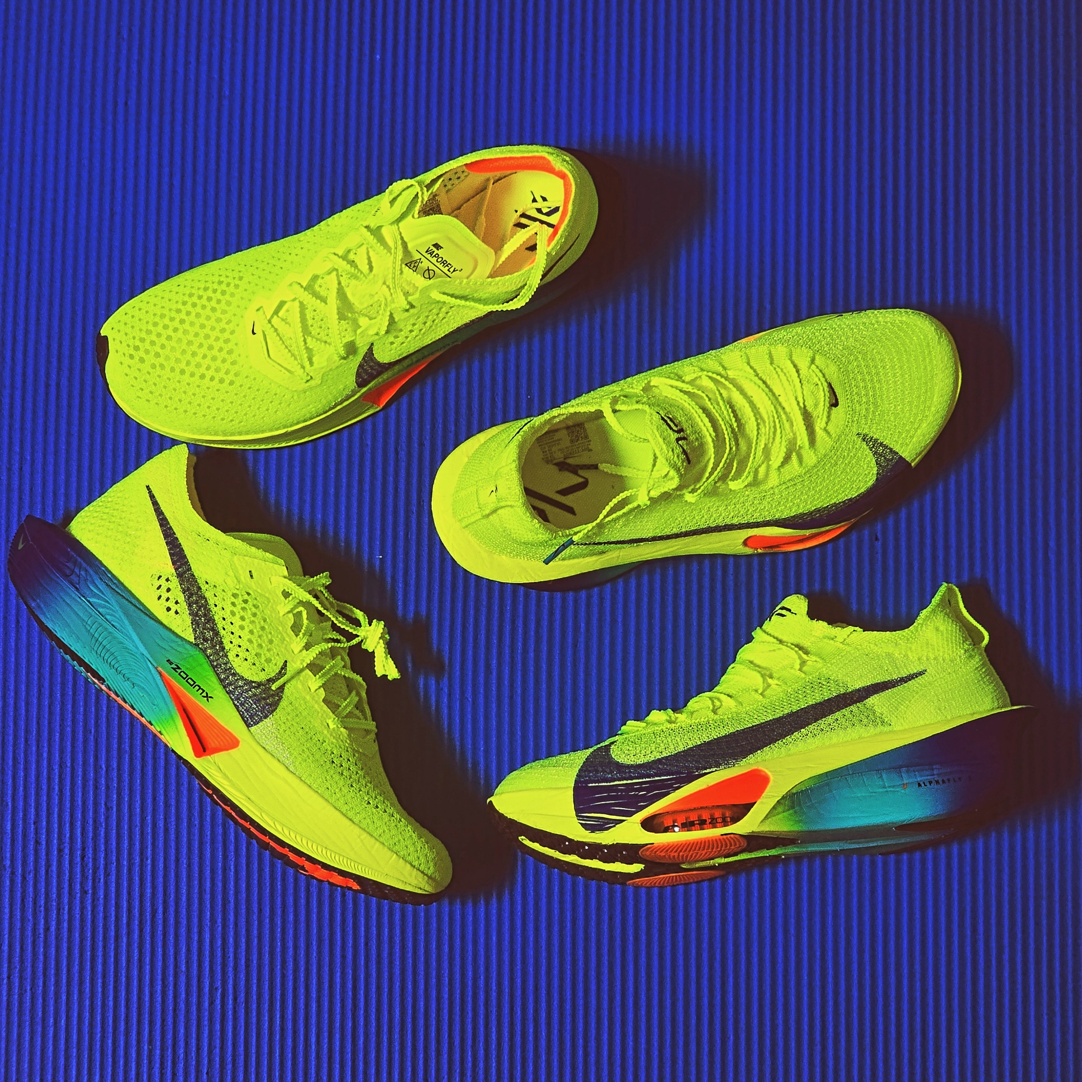 Nike ZoomX Vaporfly Next% 3 Volt Scream Green, Nike Air Zoom Alphafly Next% 3 Volt 착용 스타일 - 2