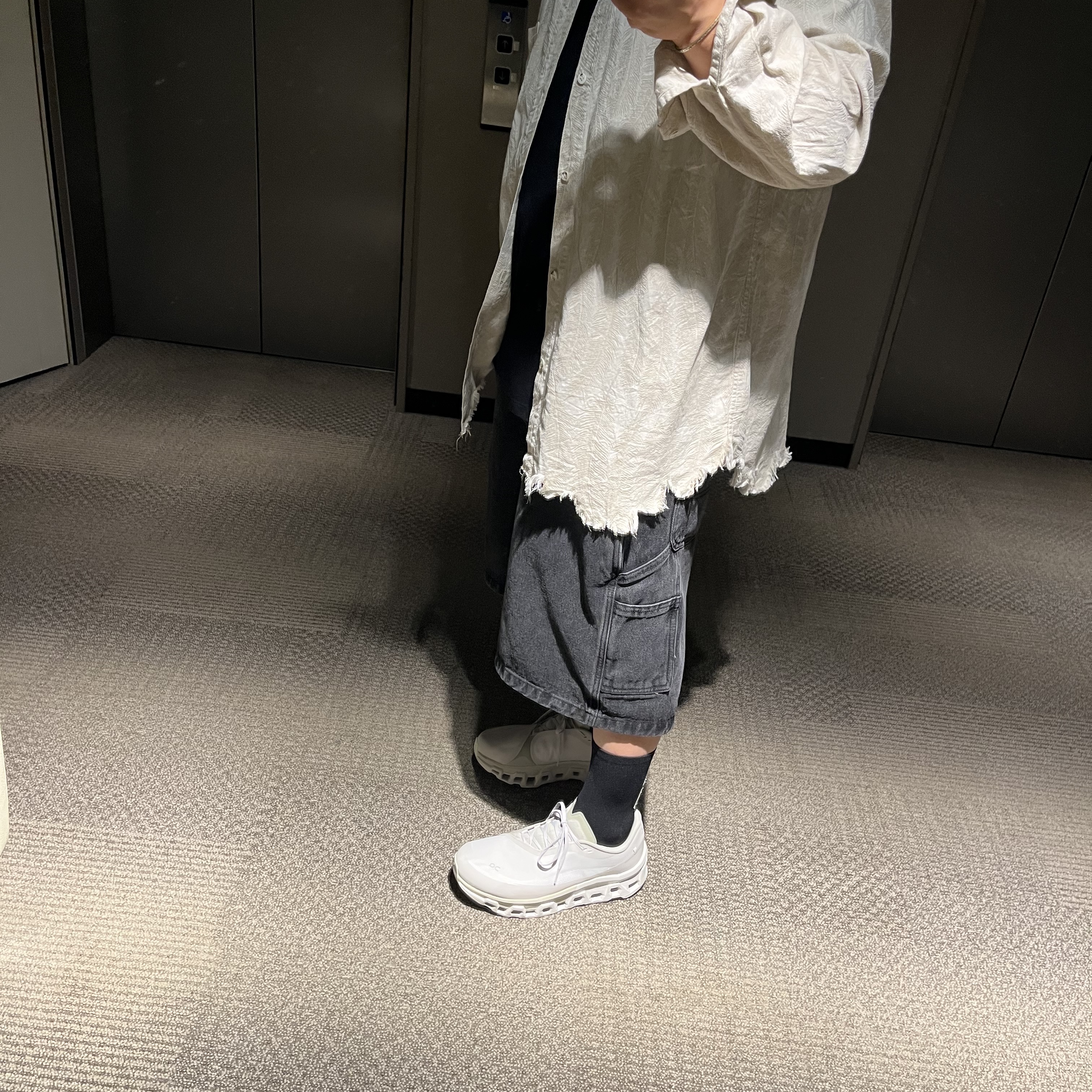 Kapital 5 oz. Magpie Denim Stand Shirt Kinari, Maison Margiela Numeric Logo Mako Cotton T-Shirt Black 착용 스타일 - 2