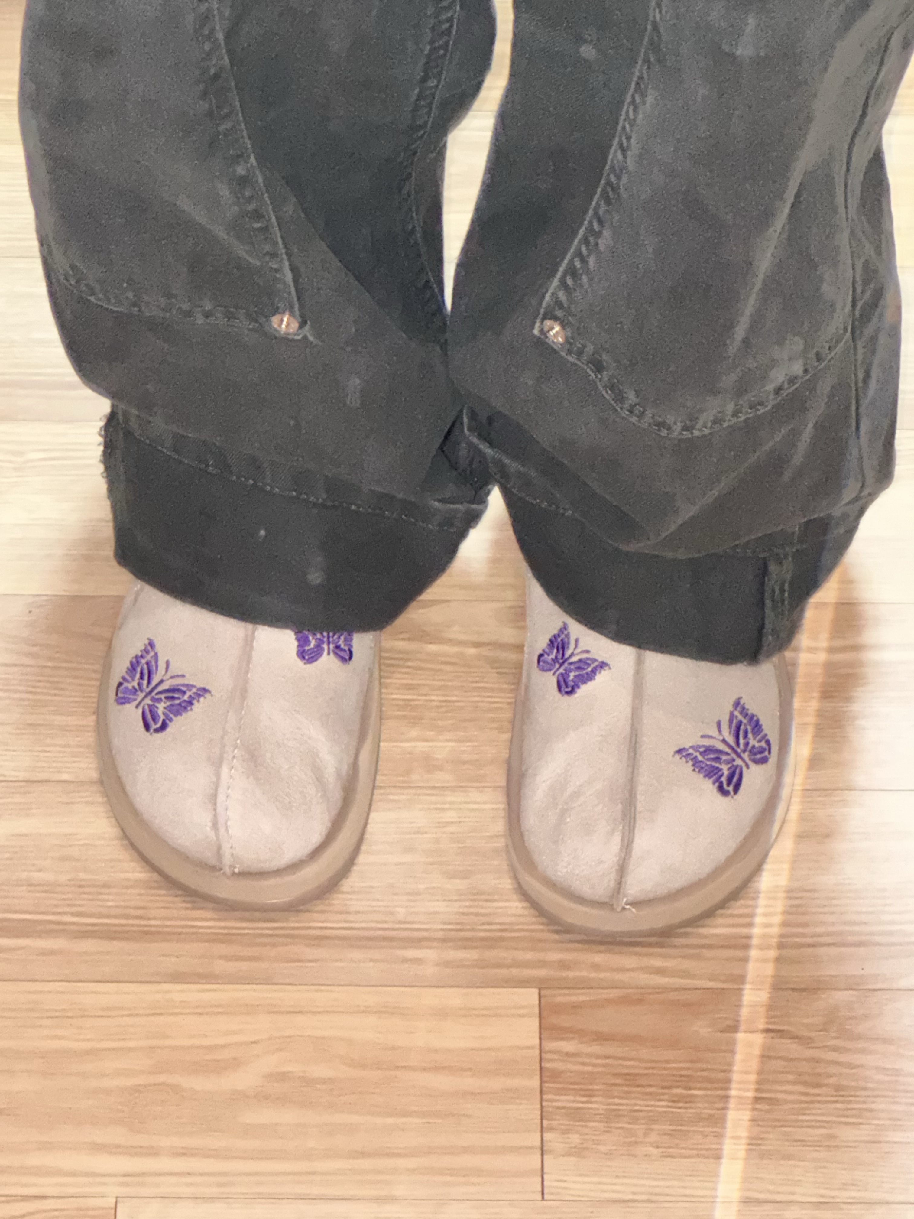 Reebok x Needles Beatnik Moc Modern Beige Extreme Purple 착용 스타일 - 2