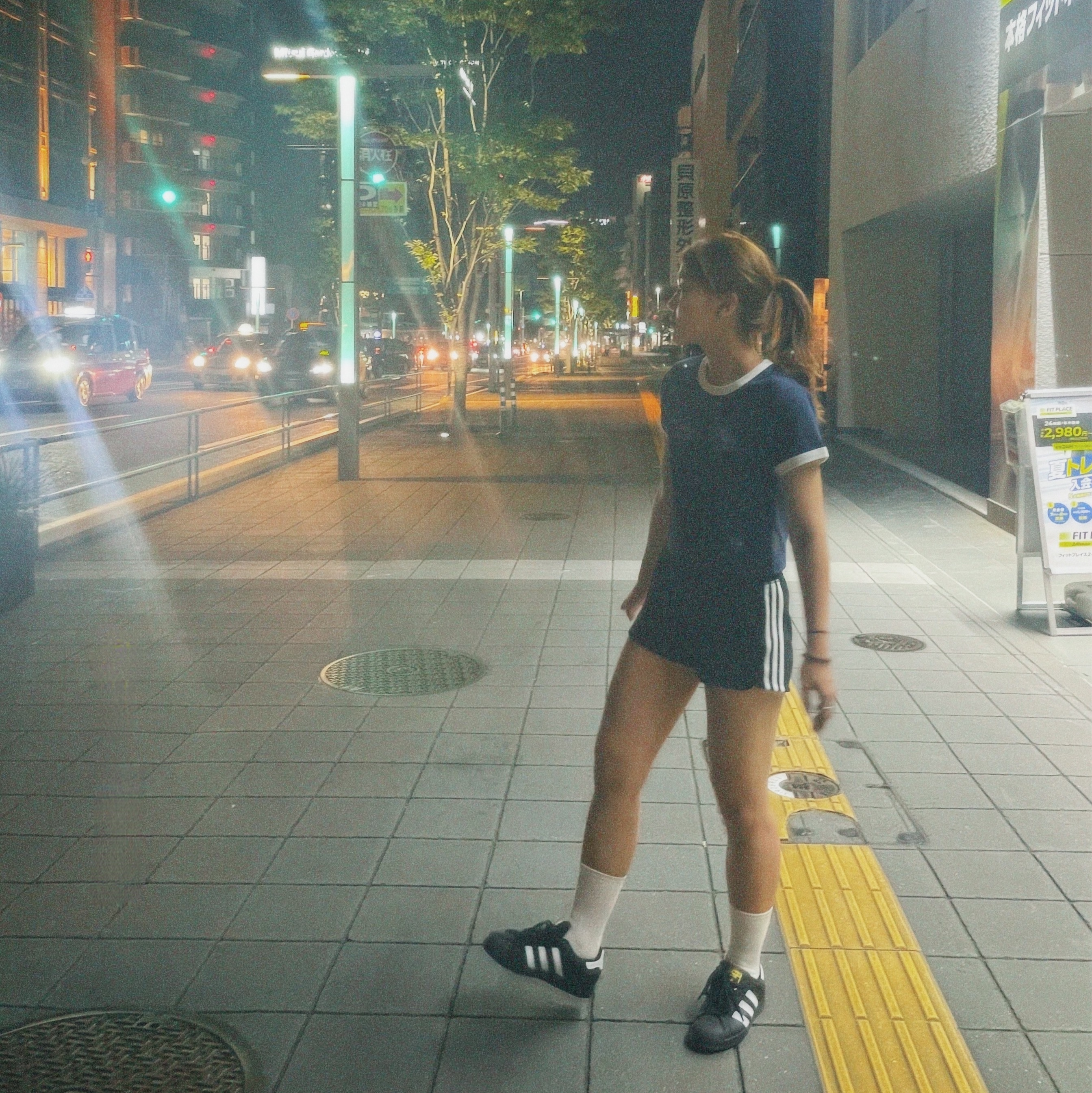 (W) Matin Kim Cutted Logo Ringer Crop Top Navy, Adidas Superstar Core Black White 착용 스타일