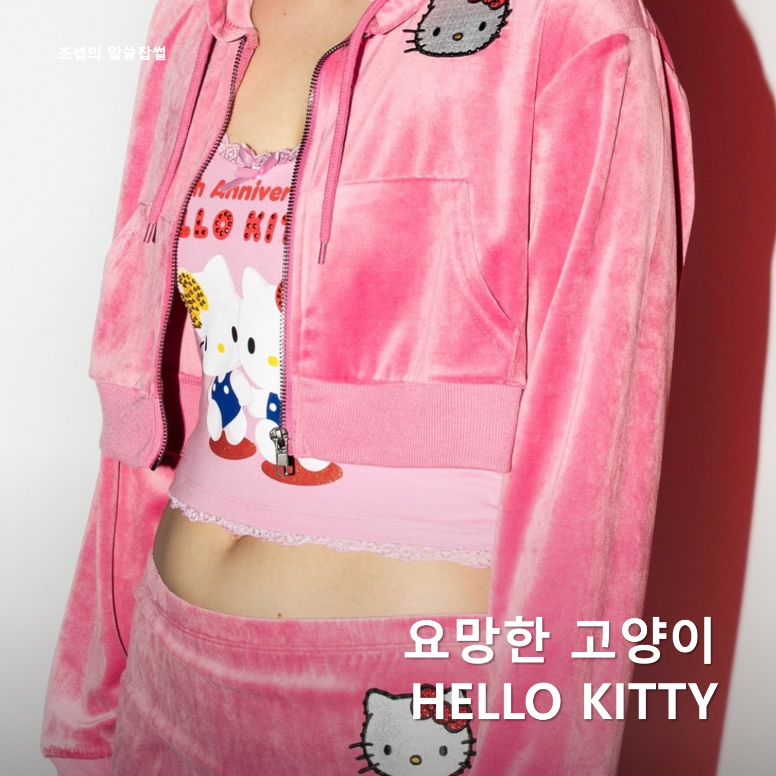 Open Yy x Hello Kitty Trucker Cap Black, Open Yy x Hello Kitty T-Shirt Black 착용 스타일 - 1