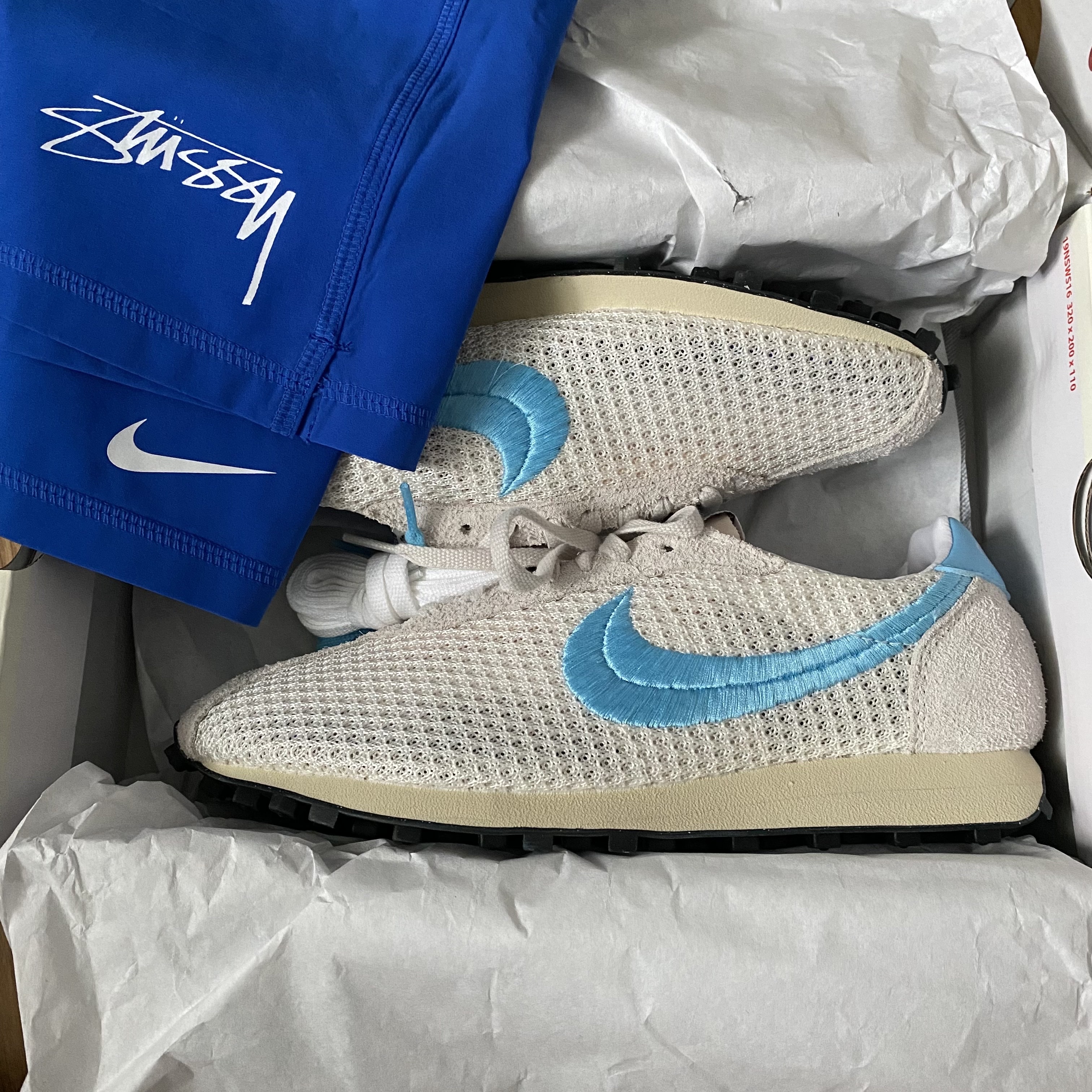 Nike x Stussy LD-1000 SP Phantom Aquarius Blue, Nike x Stussy Water Short Hyper Royal (FZ5761-405) 착용 스타일 - 1