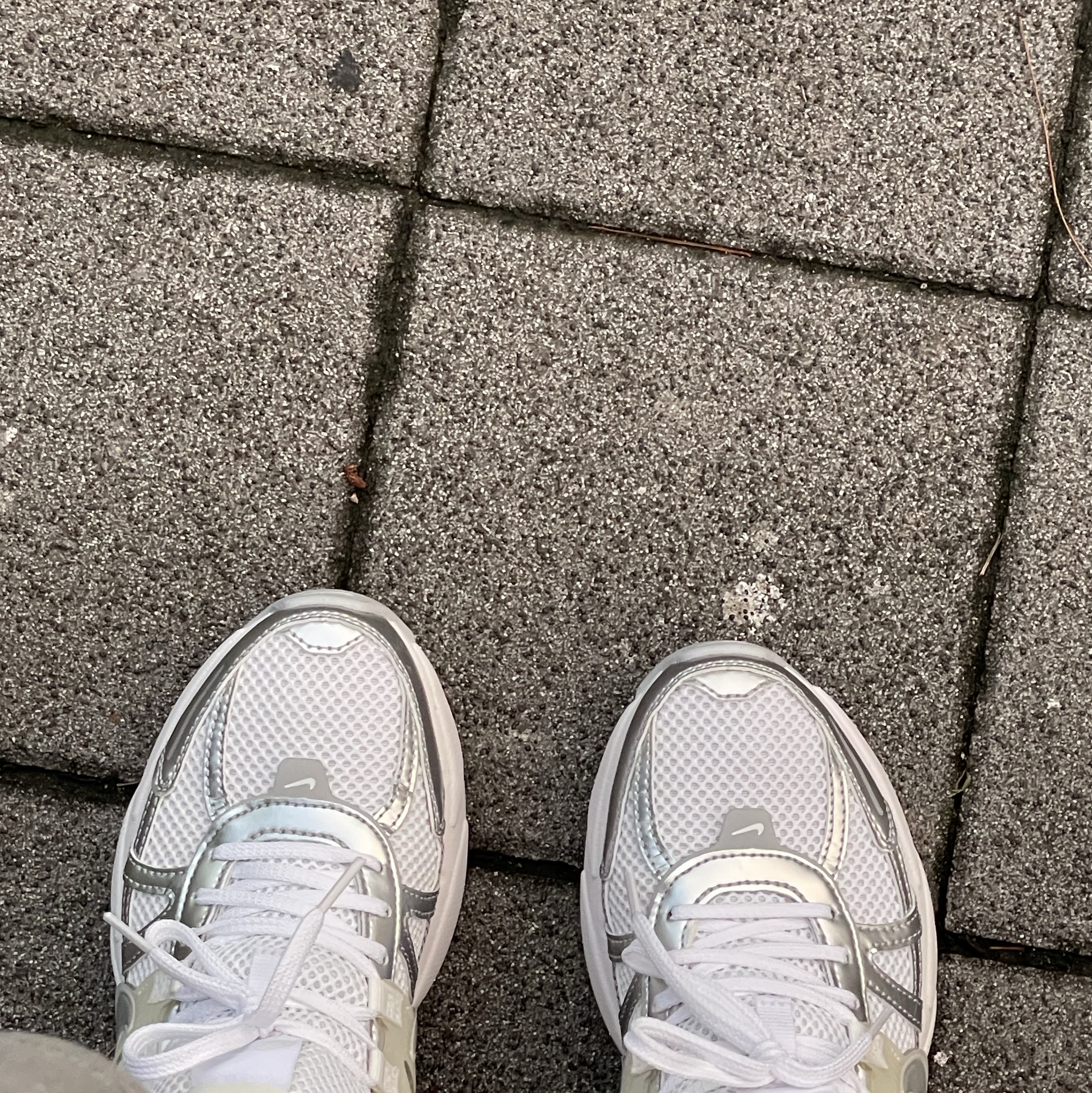 Nike V2K Run Metallic Silver White 착용 스타일