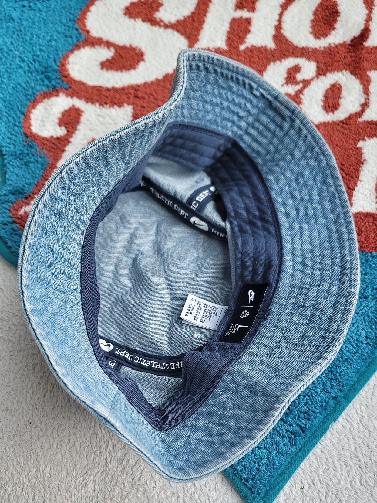 Nike Apex Denim Bucket Hat Aegean Storm Thunder Blue 착용 스타일 - 2