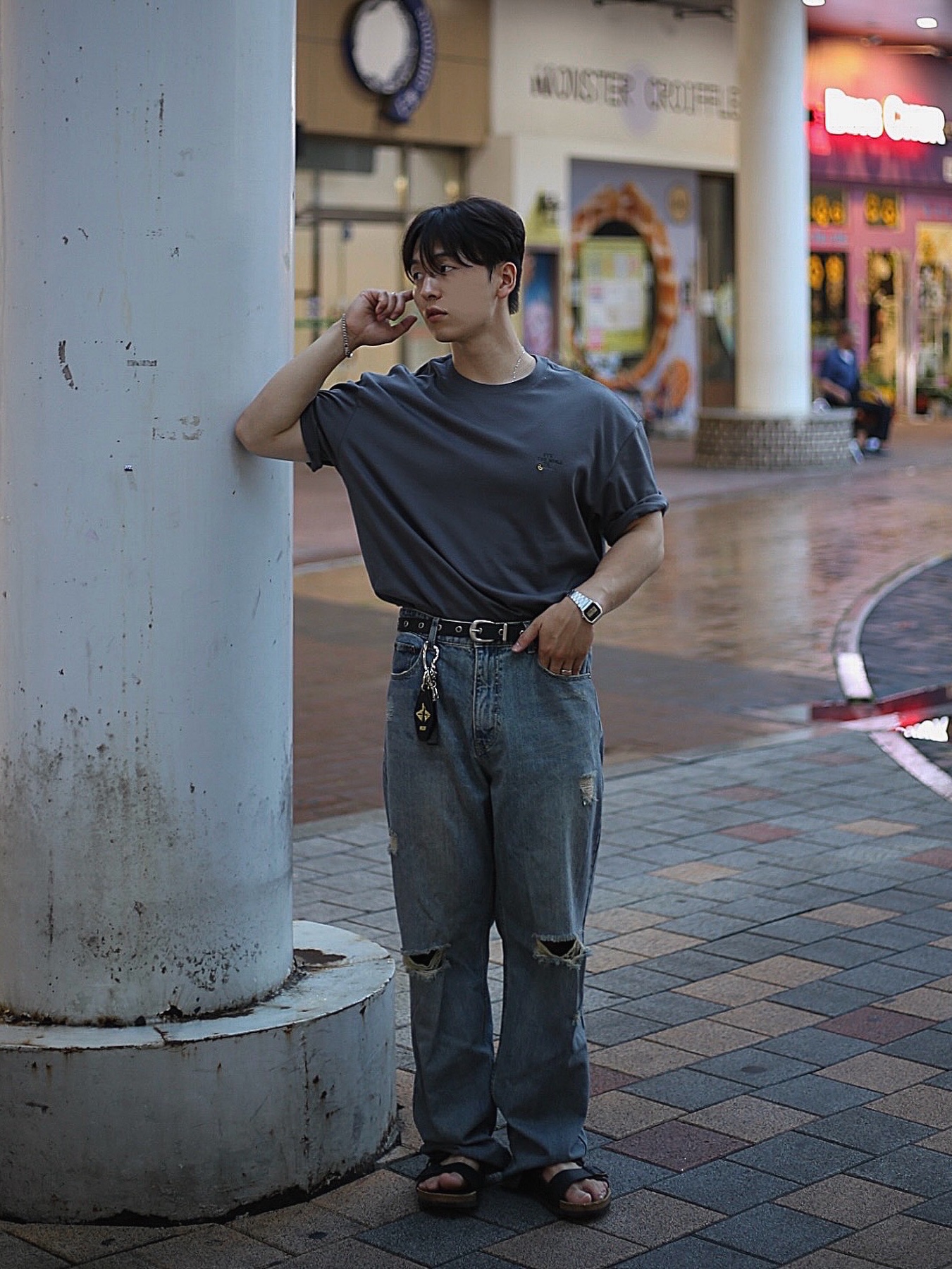 Birkenstock Arizona Soft Footbed Birko Flor Black - Narrow, Casio A-158WA-1 착용 스타일
