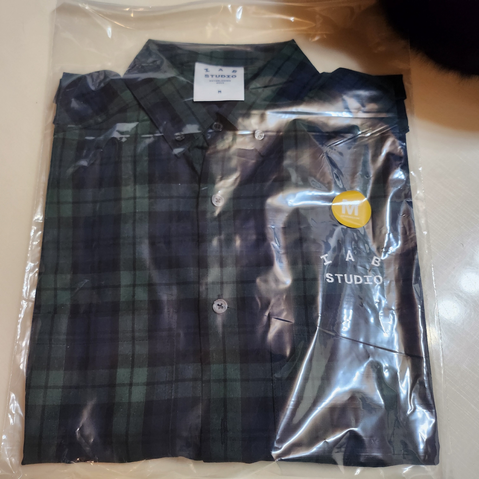 IAB Studio Blackwatch Tartan Shirt Blue Green 착용 스타일