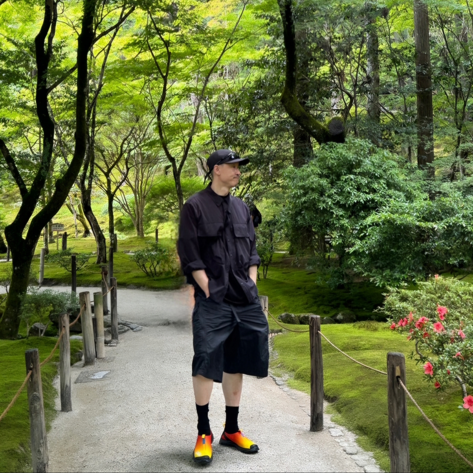 Arc'teryx Gore 5 Panel Cap Black, Salomon RX Moc 3.0 Black Lemon 착용 스타일 - 2