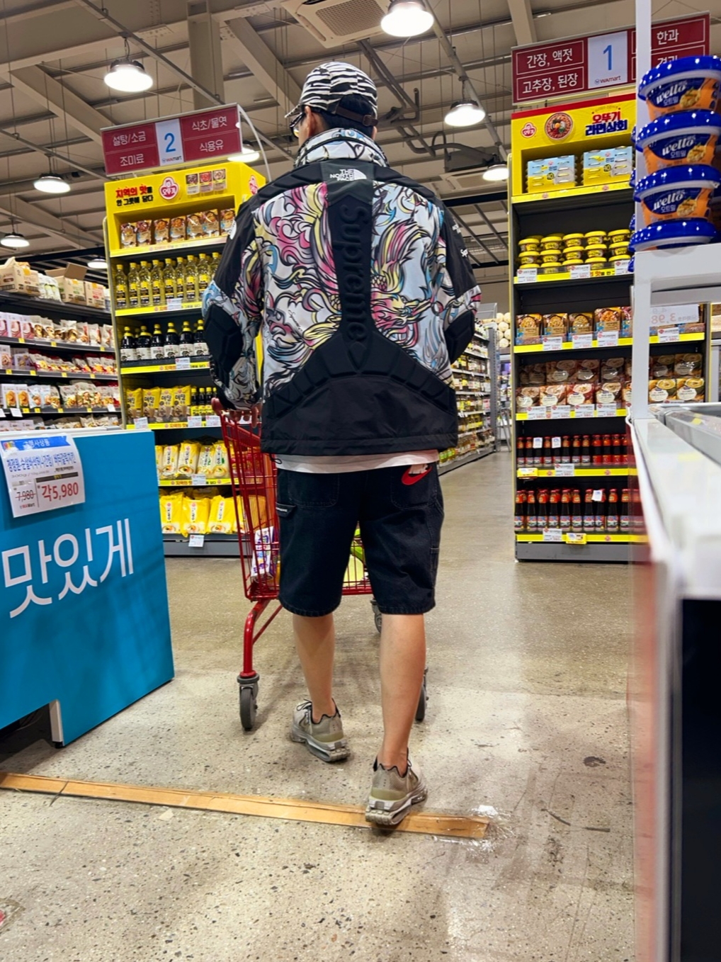 Supreme x The North Face Steep Tech Apogee Jacket Multicolor Dragon - 22FW, Supreme Washed Chino Twill Camp Cap Zebra - 22FW 착용 스타일 - 2