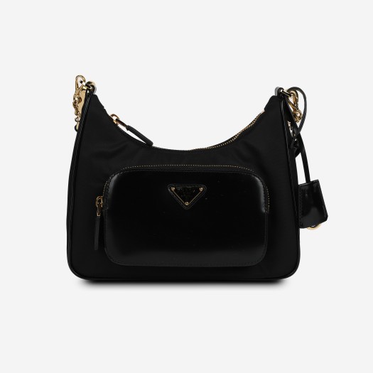 Prada Re-Nylon and Brushed Leather Mini Bag Black