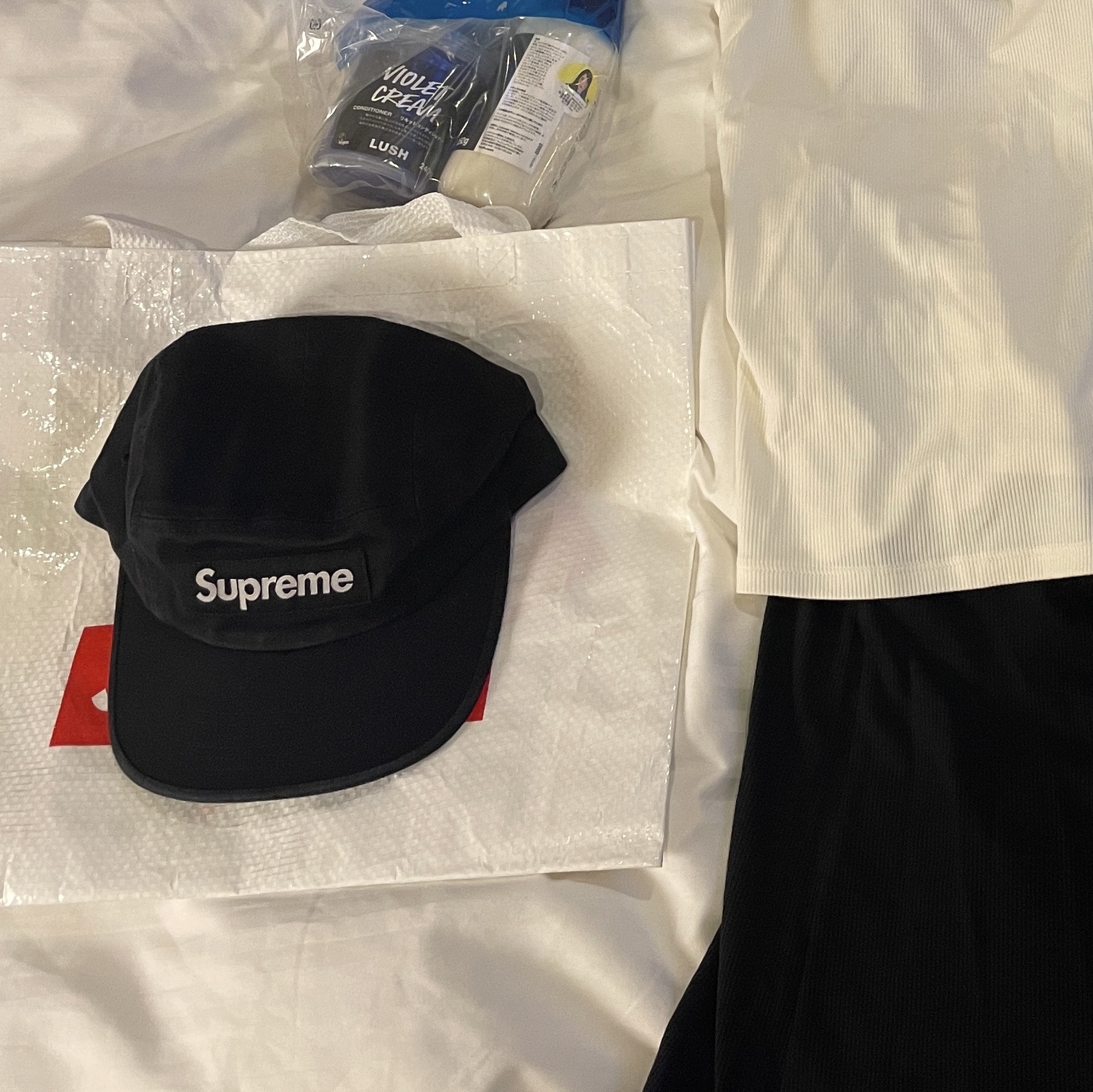 Supreme Washed Chino Twill Camp Cap Black - 24SS 착용 스타일