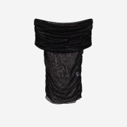 Porta Sparkle Shirring Off-Shoulder Top Black