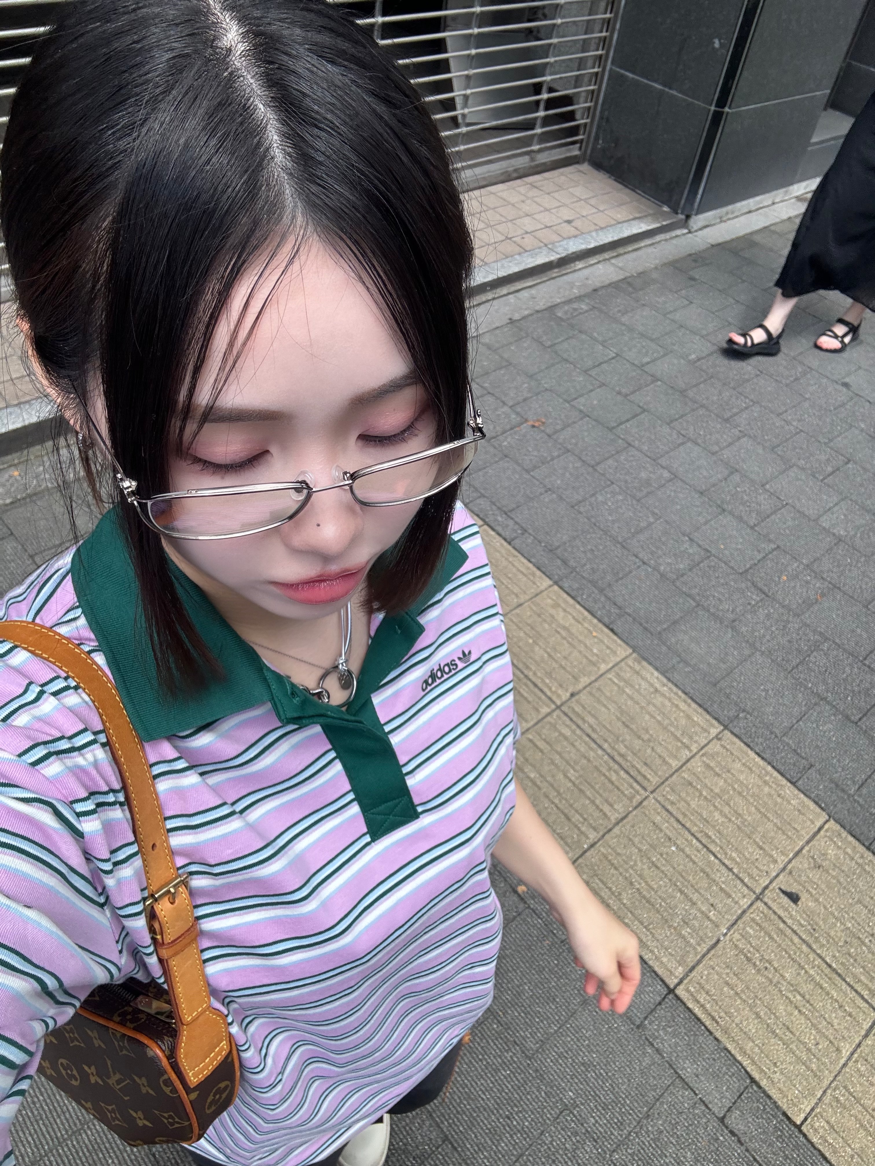 (W) Adidas 80s Oversized Stripe Polo Shirt Multicolor - KR Sizing 착용 스타일 - 1