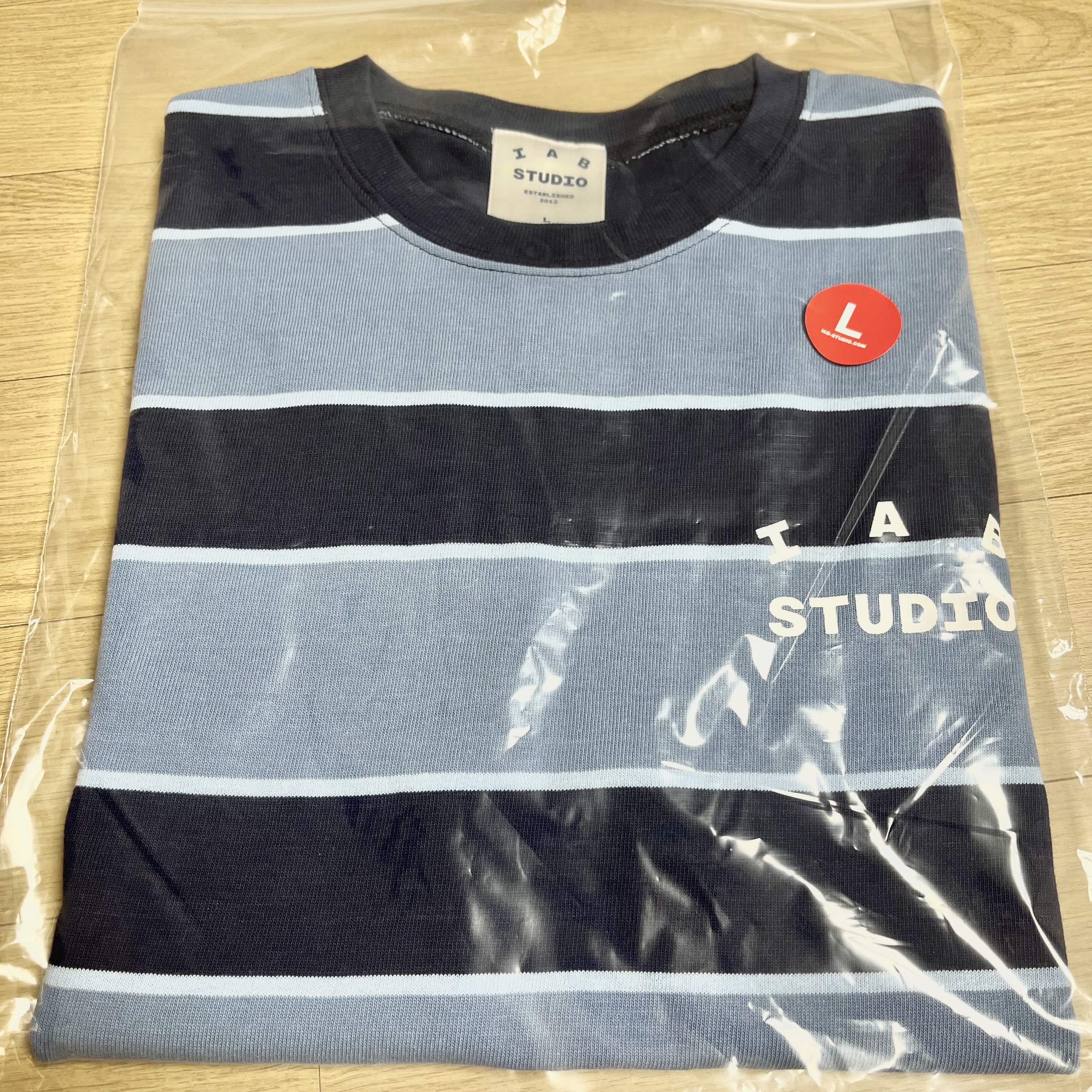 IAB Studio Striped T-Shirt Blue White 착용 스타일