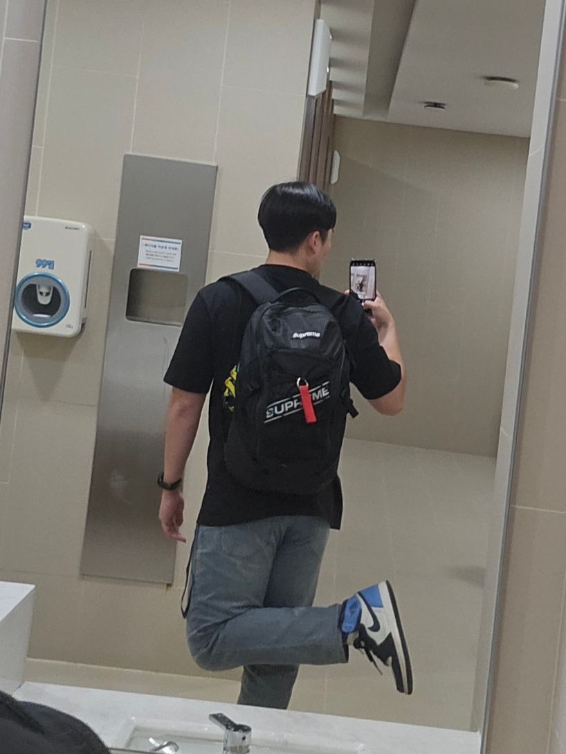 Jordan 1 Retro High Obsidian UNC, Palace Arms T-Shirt Black - 23FW 착용 스타일