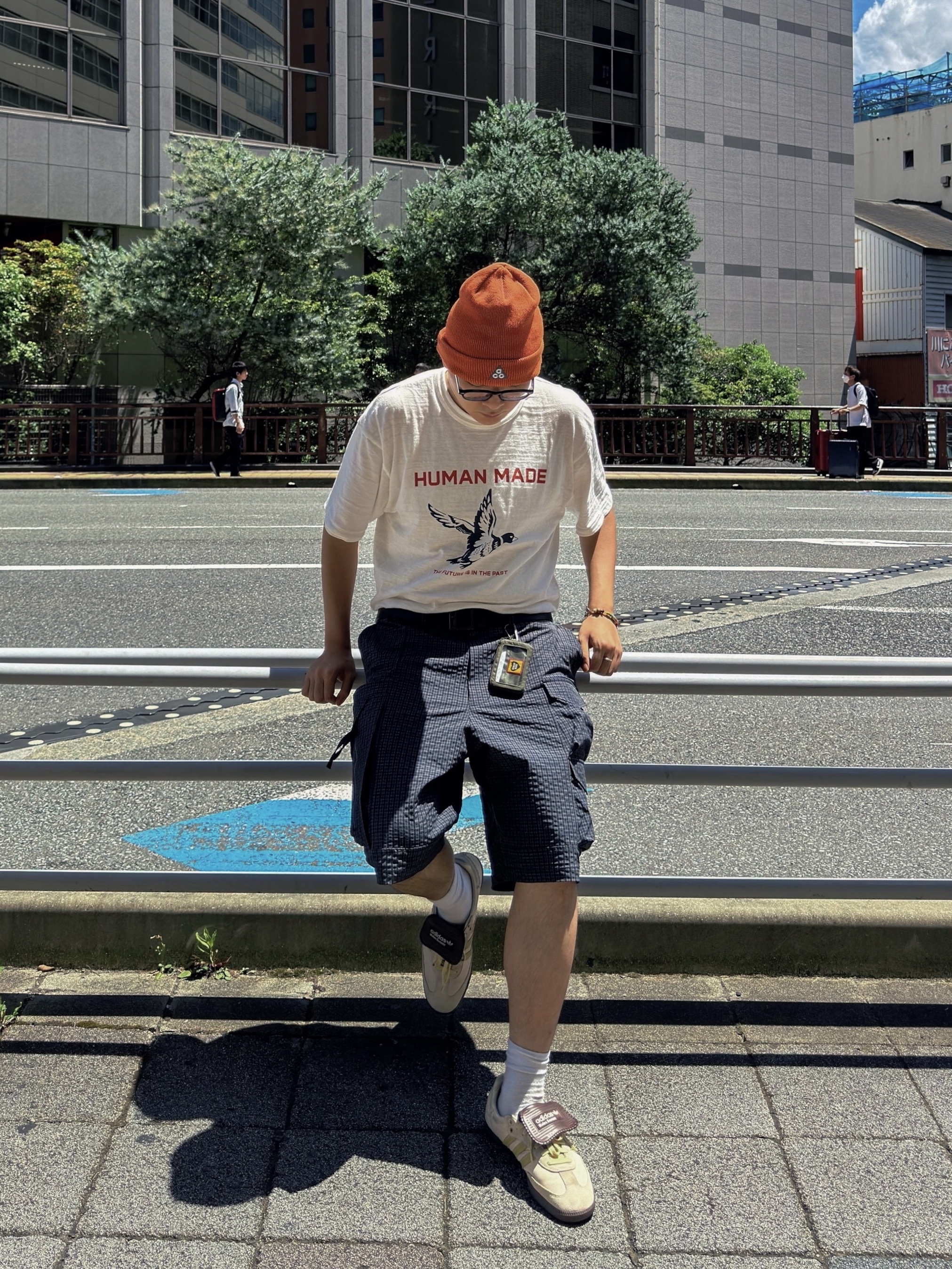 Adidas x Wales Bonner Samba Brown Ecru Tint, Human Made Graphic T-Shirt #19 White 착용 스타일 - 4