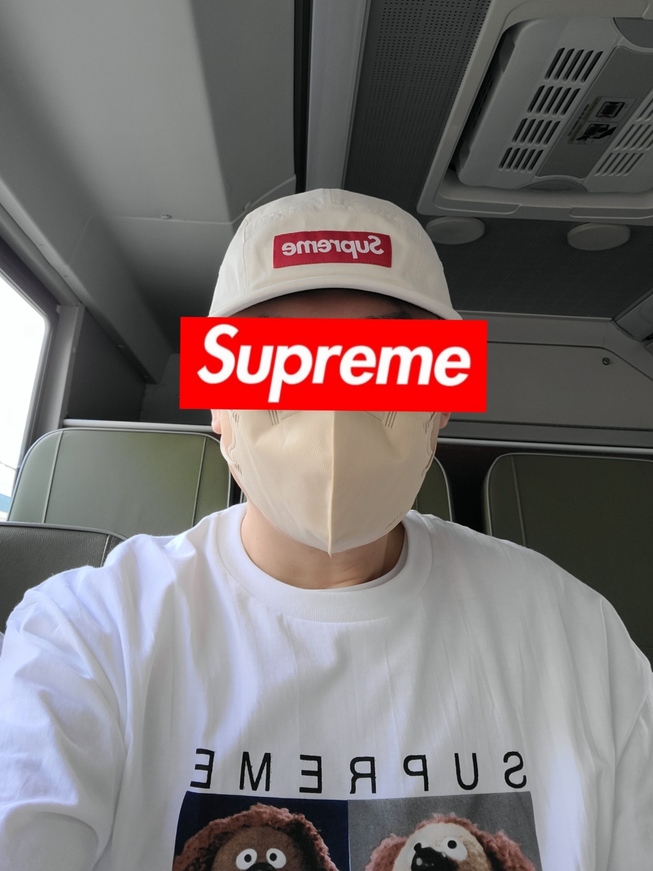 Supreme Rowlf T-Shirt White - 24SS, Supreme Washed Chino Twill Camp Cap Natural - 24SS 착용 스타일