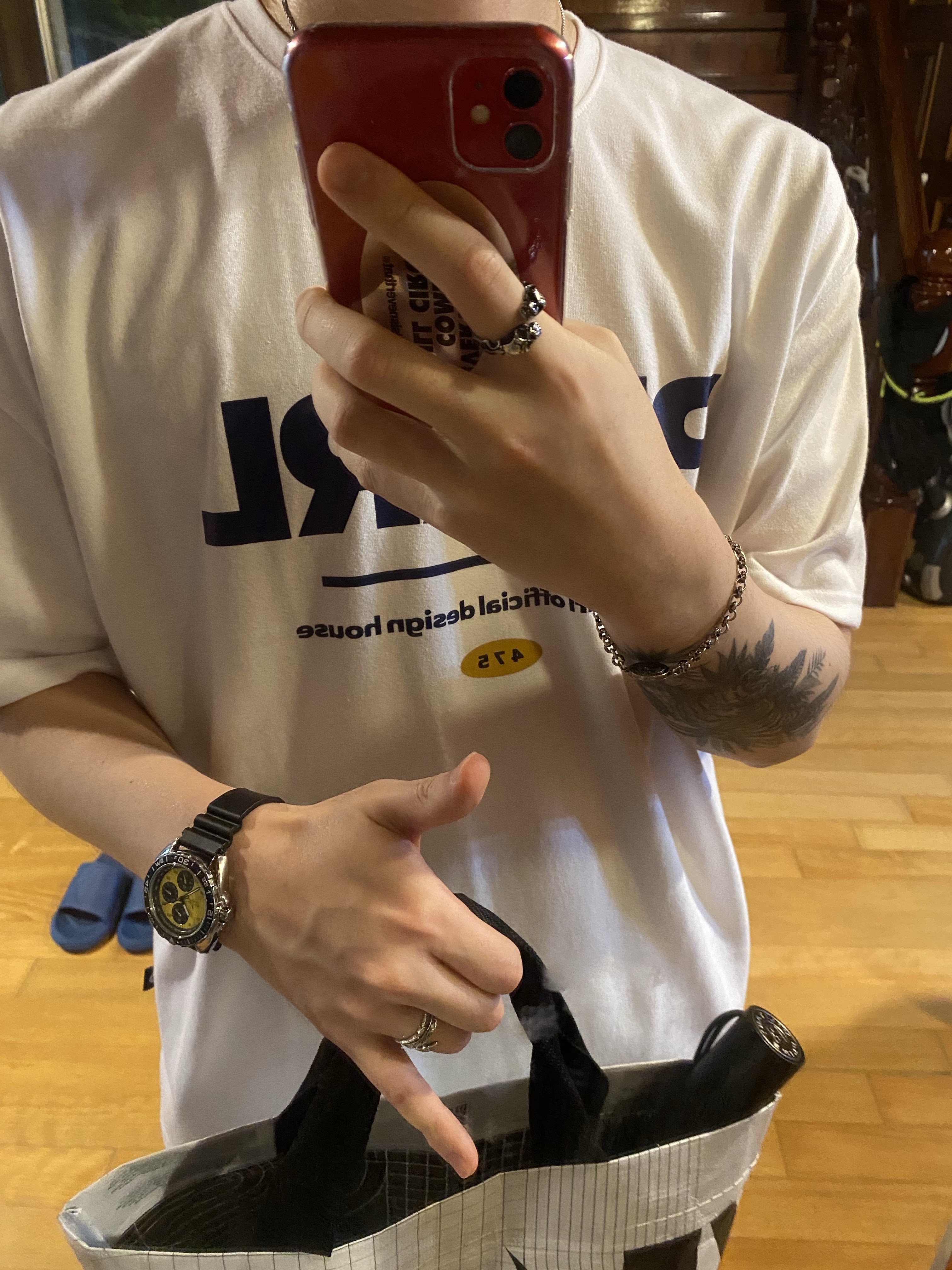 (W) Asics Gel-1090 White Midnight, Nike Everyday Cushioned Training Crew Socks White (3 Pack/Korean Ver.) 착용 스타일 - 3