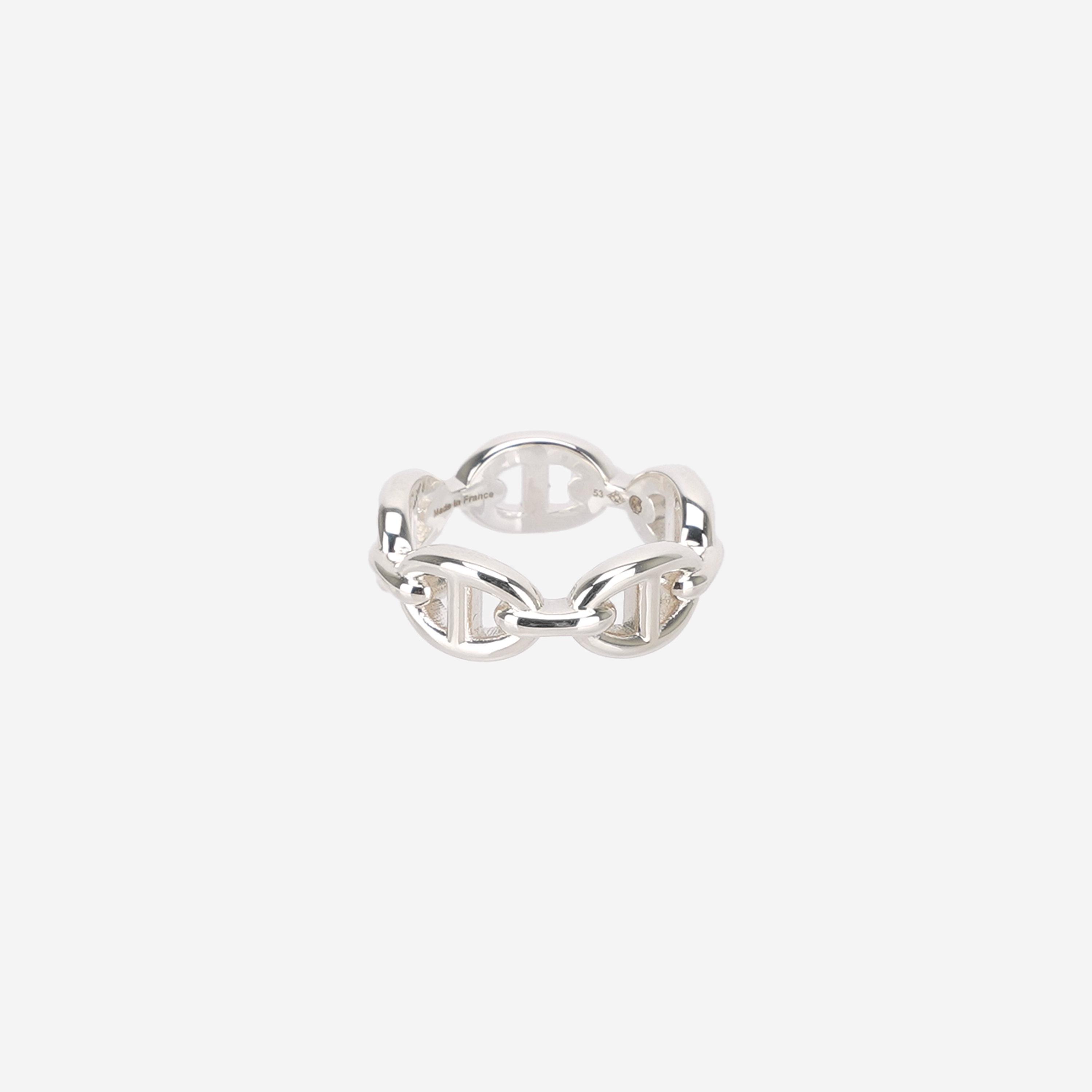 (W) Hermes Small Chaine D'Ancre Enchainee Ring Sterling Silver