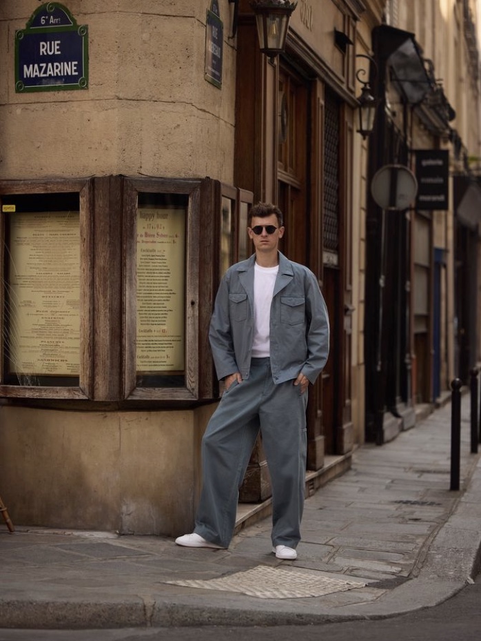 Holzweiler Tevy Trousers Blue 착용 스타일 - 2