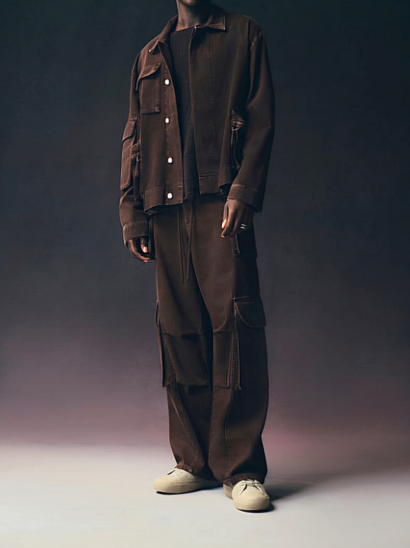 Zara Utility Cargo Jeans Chocolate 착용 스타일