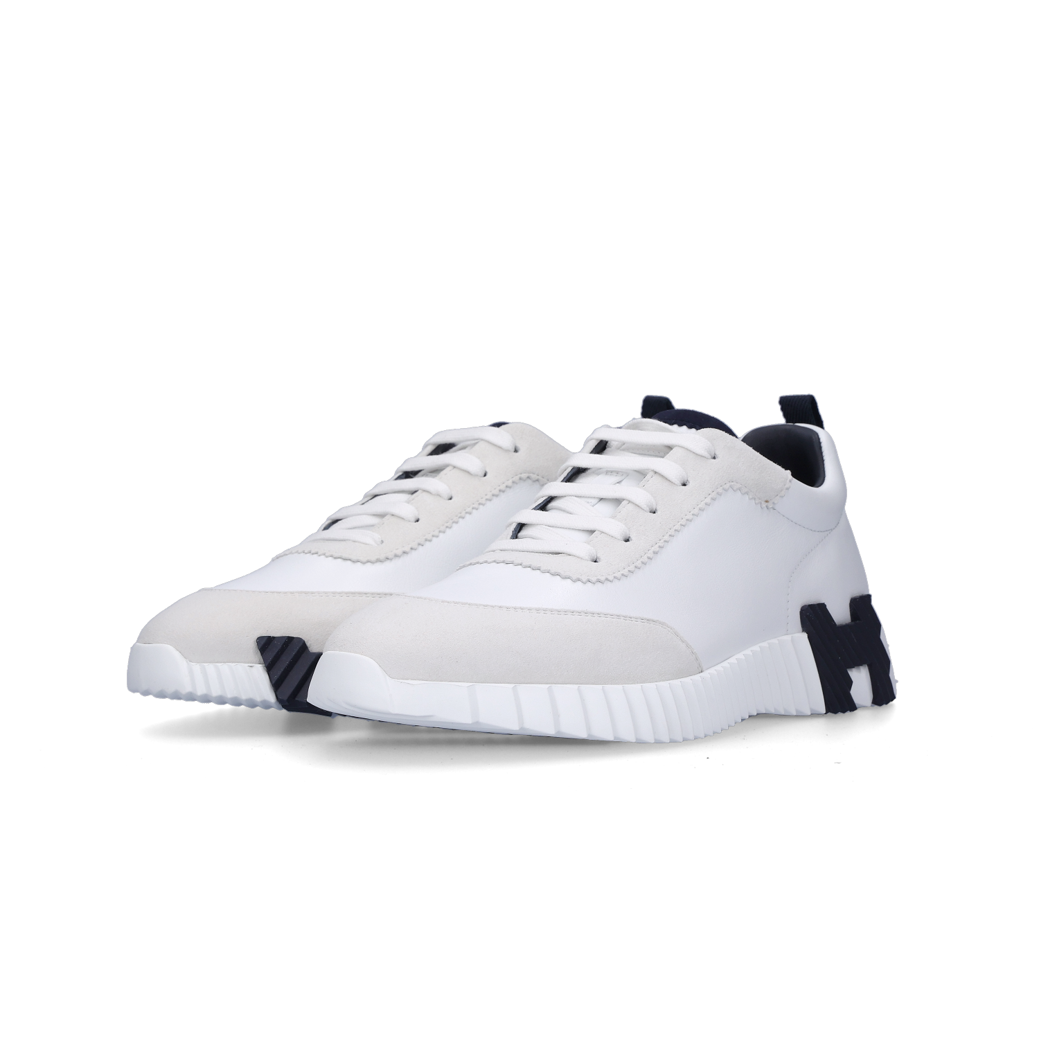 Hermes Bouncing Sneakers Calfskin Suede Goatskin & Blanc