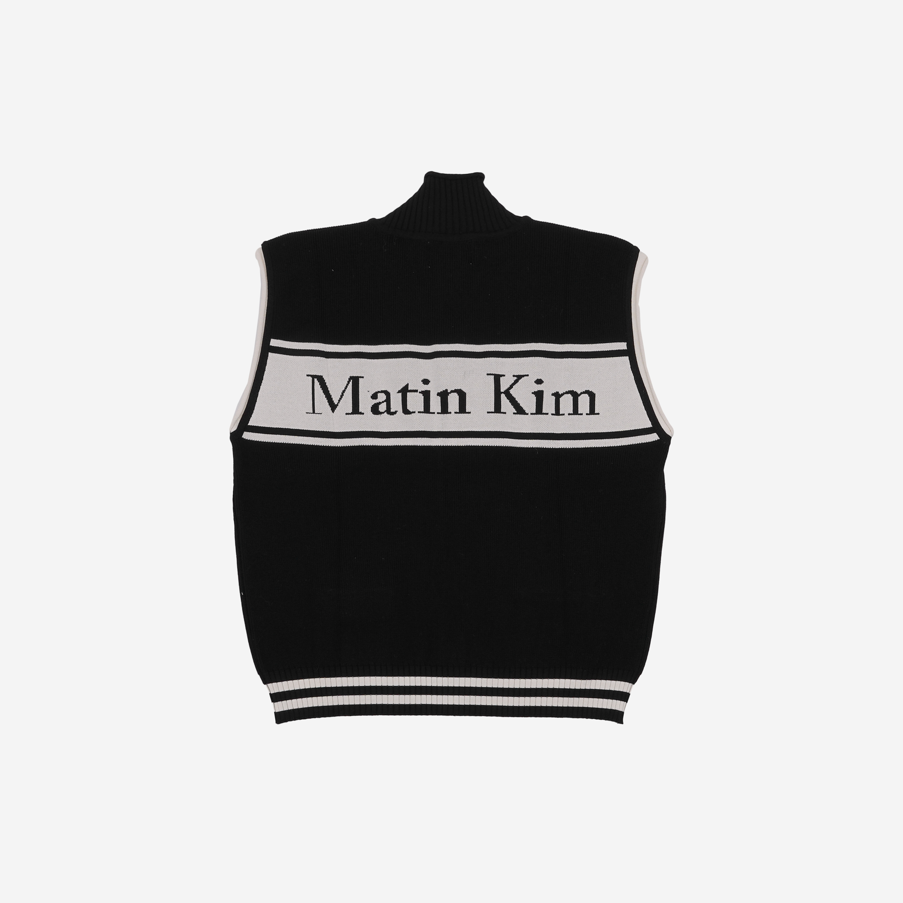 (W) Matin Kim Spell Point Stripe Knit Vest Black