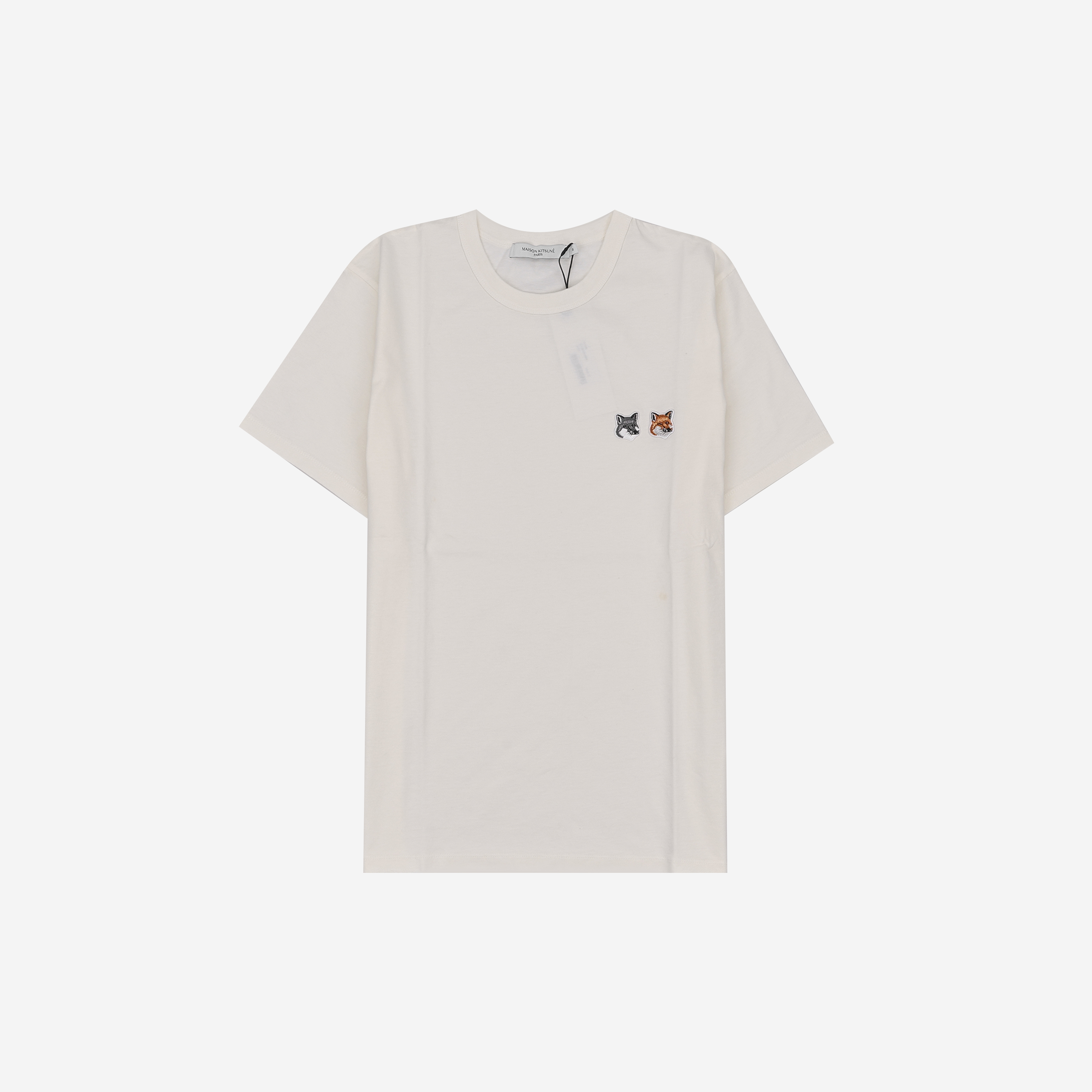 Maison Kitsune Double Fox Head Patch Classic T-Shirt Latte