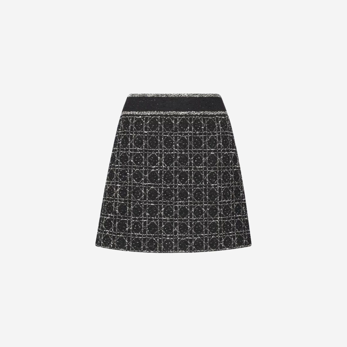 (W) Dior Macrocannage Technical Cotton Knit Flared Mini Skirt Black White 상세 이미지 1