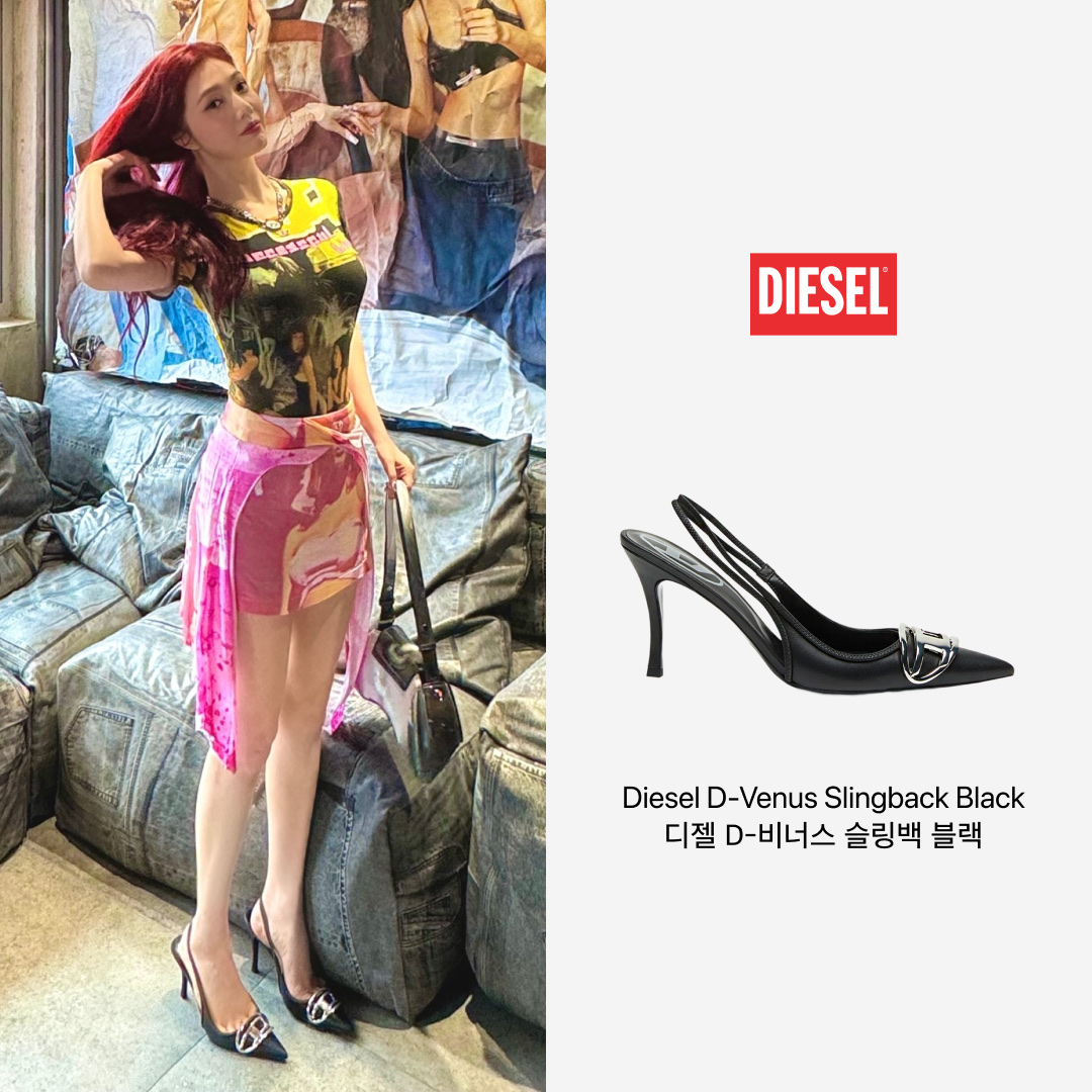 (W) Diesel D-Venus Slingback Black 착용 스타일 - 1