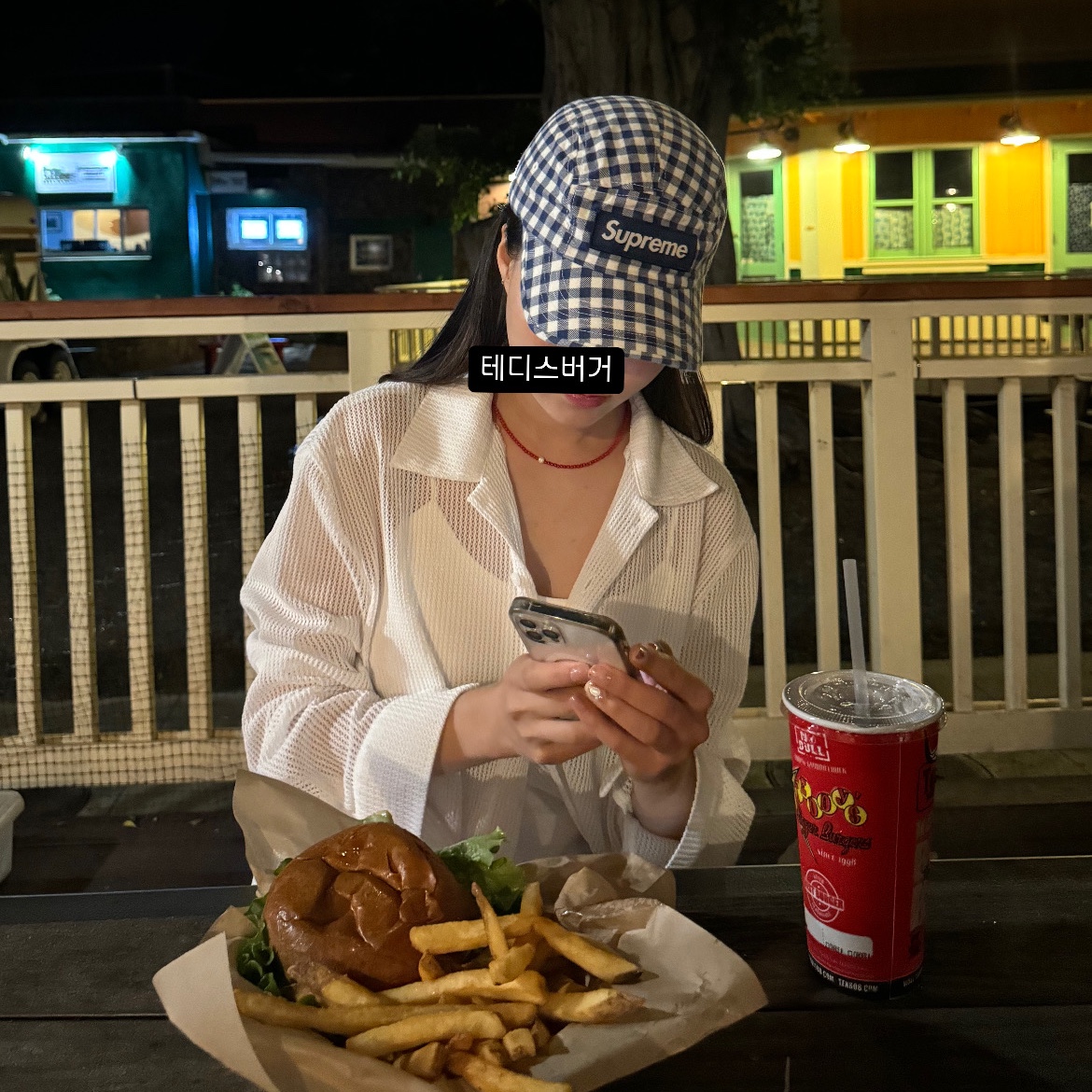 Supreme Gingham Camp Cap Navy - 23SS 착용 스타일