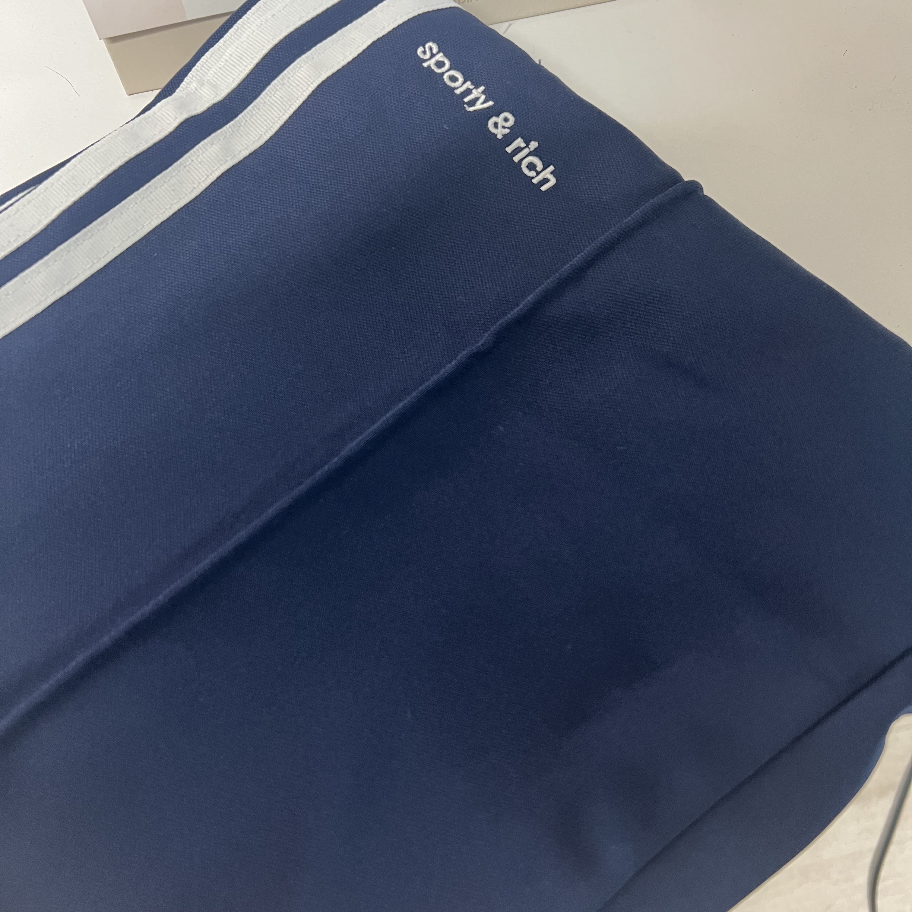 (W) Adidas x Sporty & Rich Track Pants Night Indigo - KR Sizing 착용 스타일