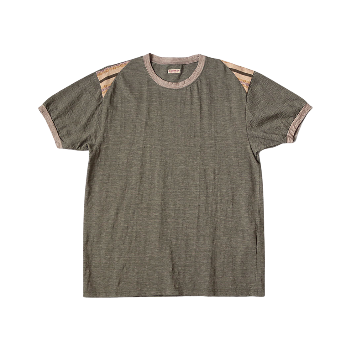 Kapital Heather Jersey Florida Ringer T-Shirt Khaki 상세 이미지 1