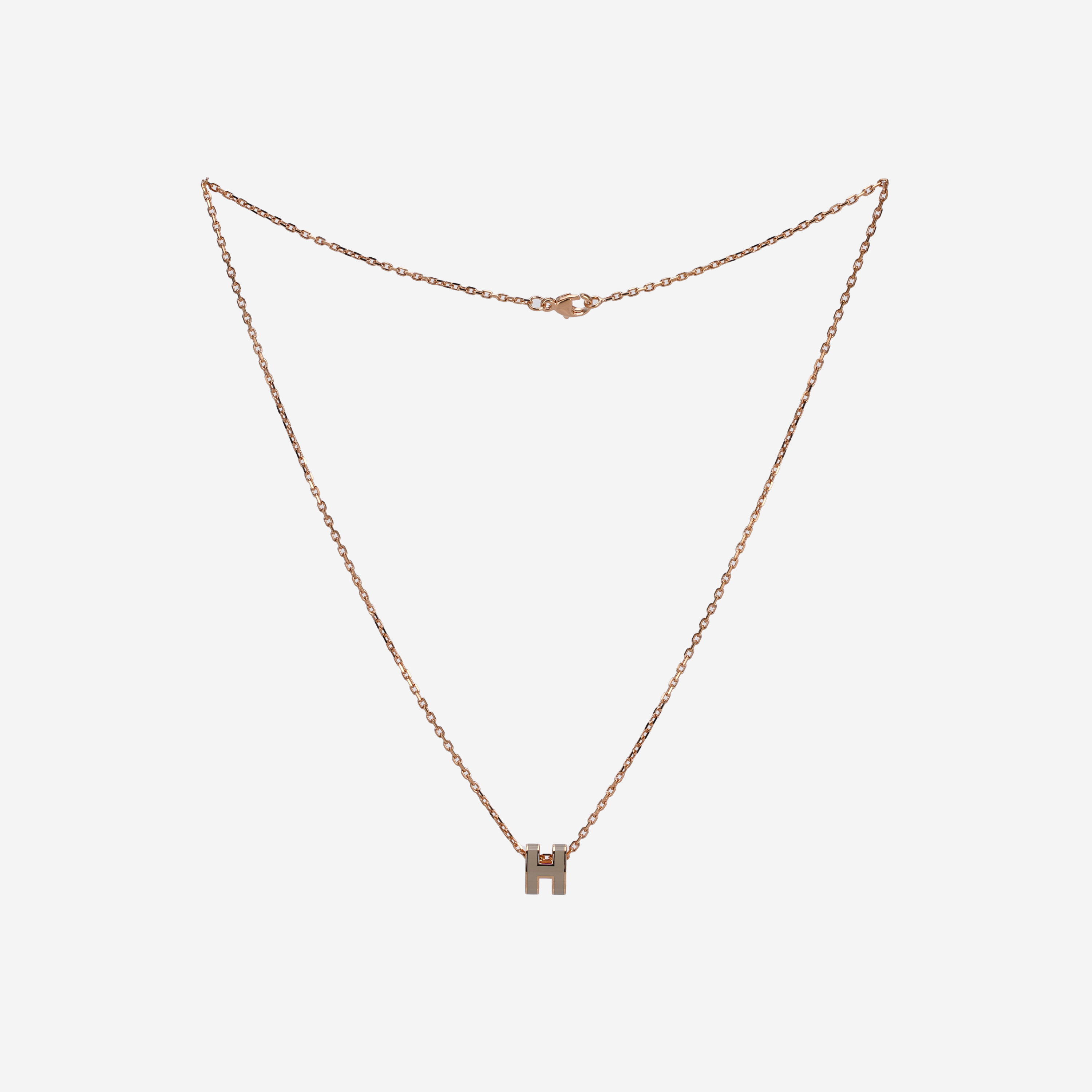(W) Hermes Mini Pop H Pendant Rose Gold & Marron Glace