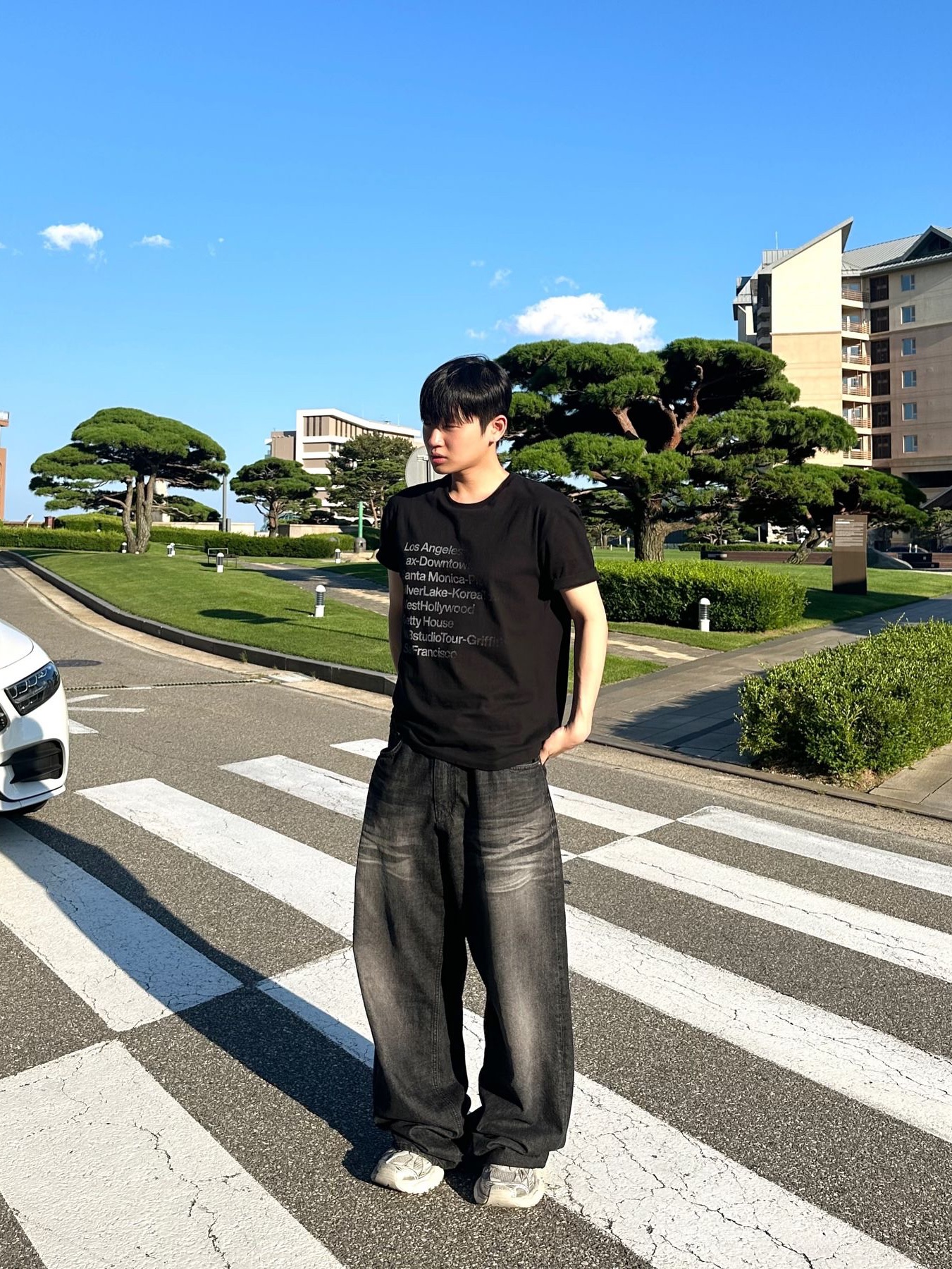 Millo Archive Faded Los Angeles T-Shirts Black 착용 스타일 - 2