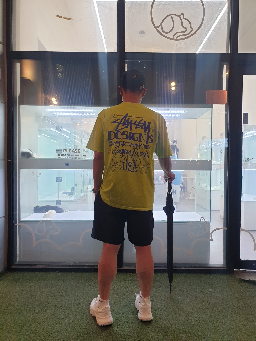Stussy Summer LB T-Shirt Keylime, Stussy Stock Water Shorts Black 착용 스타일