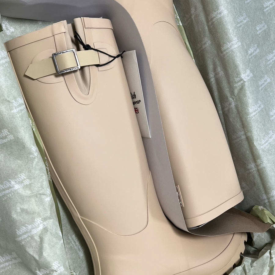(W) Rockfishweatherwear Original Long Rain Boots Beige 착용 스타일 - 2