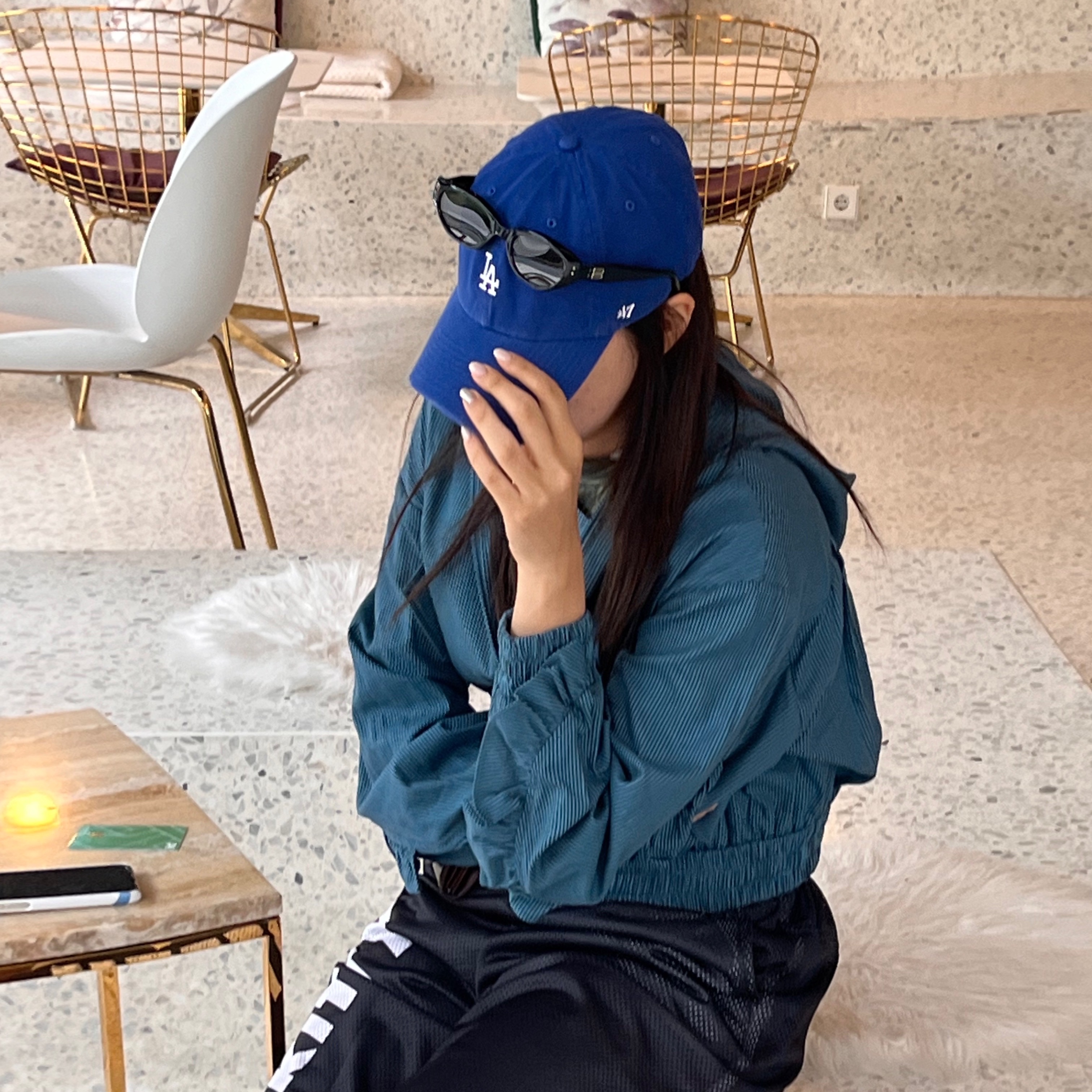 Iro Greb Yin Yang Embroidered Cap Denim Light Beige, 47 Brand LA Dodgers Base Runner Clean Up Royal 착용 스타일 - 5