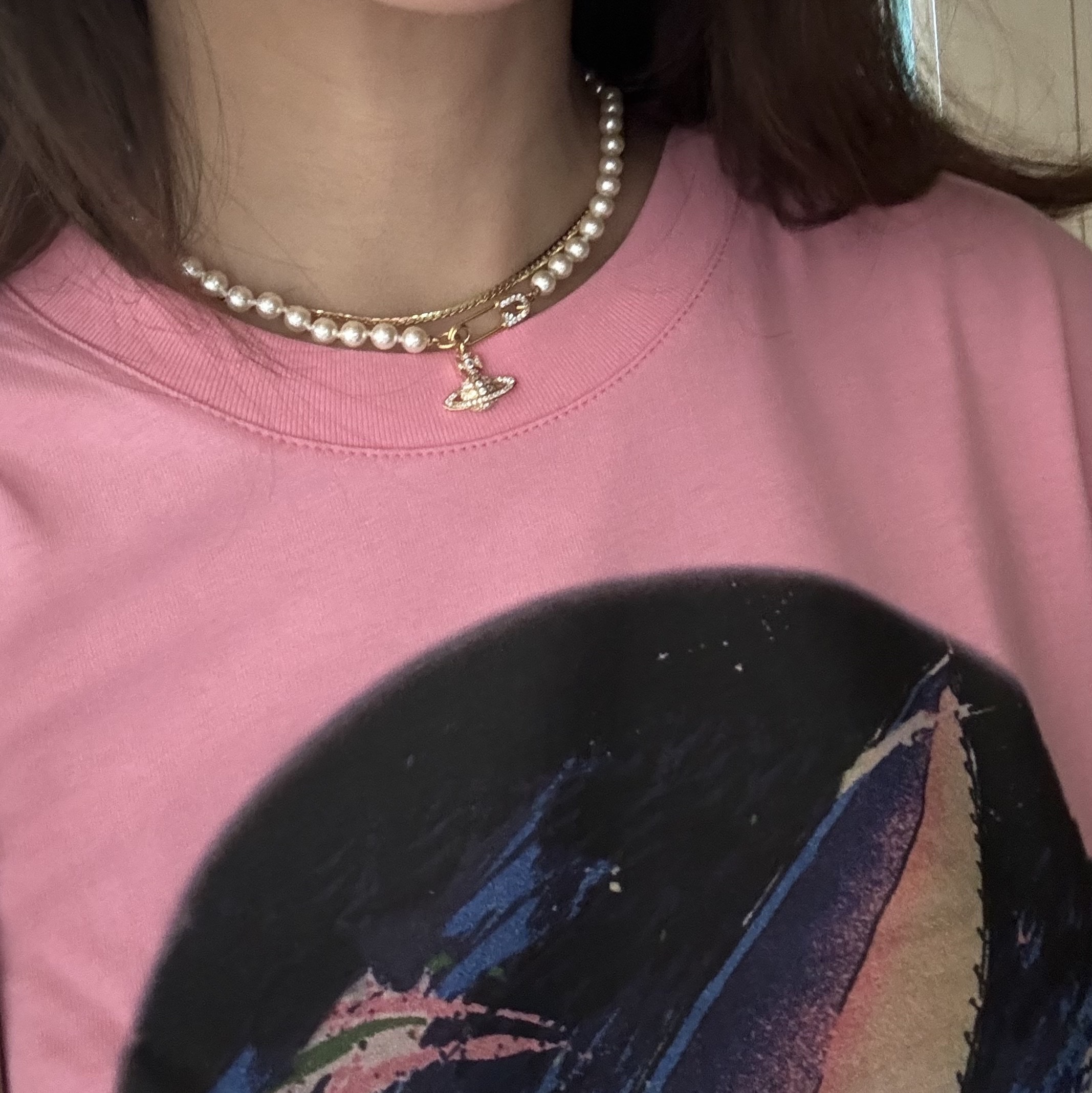 Vivienne Westwood Lucrece Pearl Necklace Silver 착용 스타일