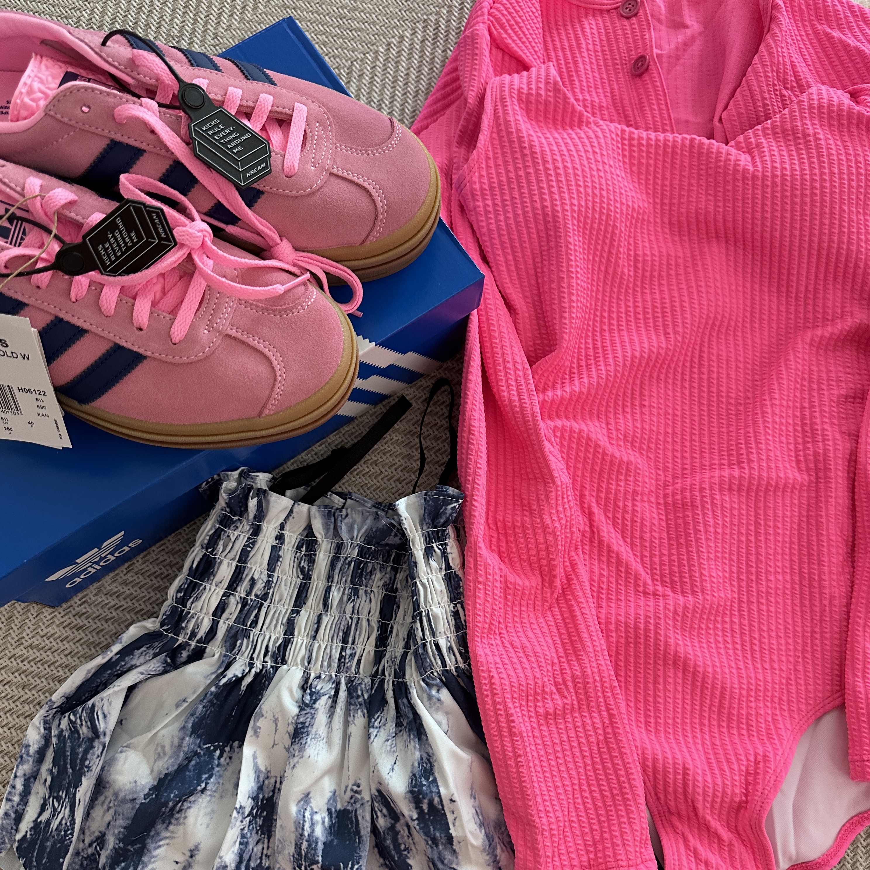 (W) Adidas Gazelle Bold Pink Glow Victory Blue 착용 스타일