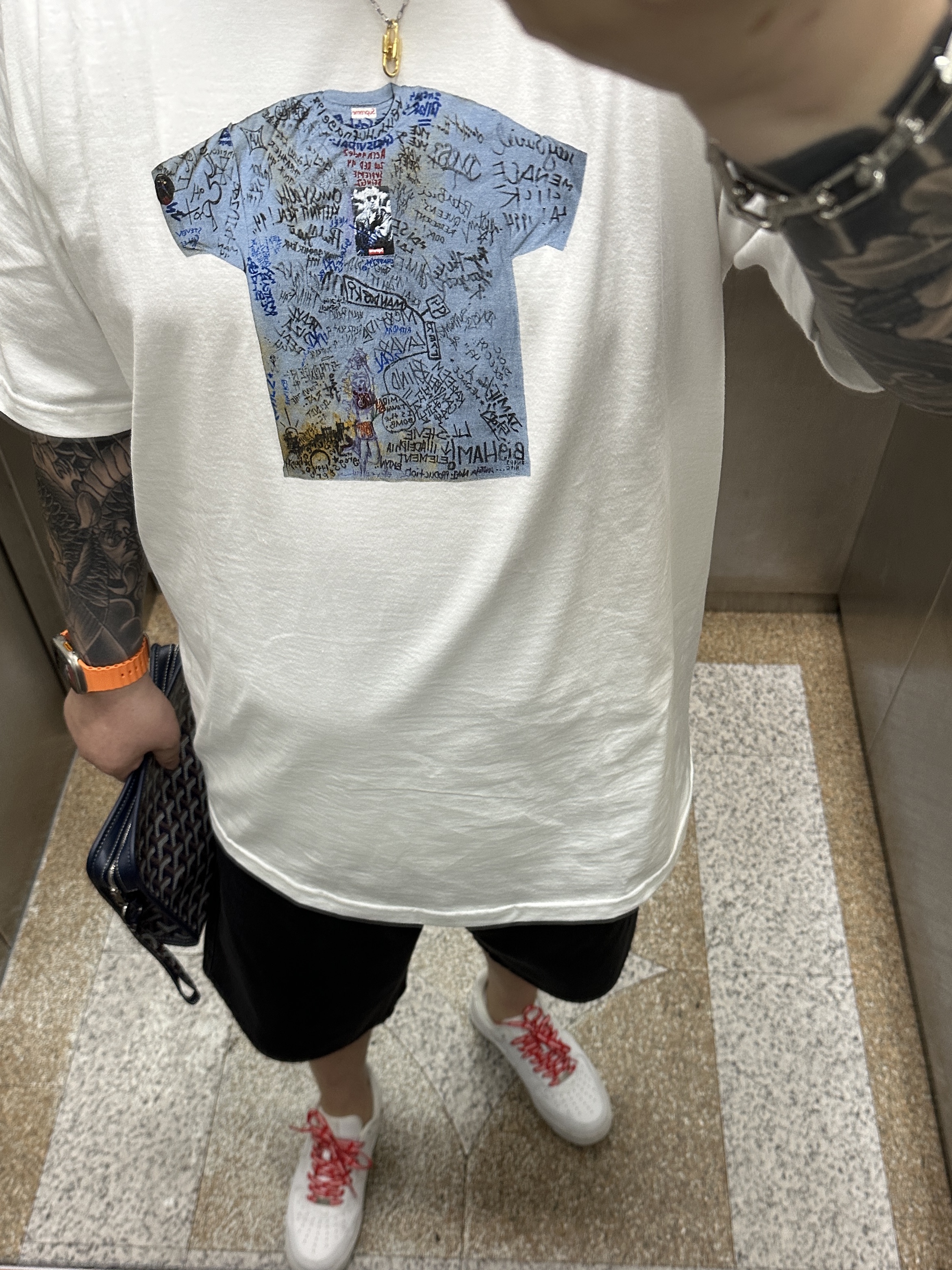 Supreme First T-Shirt White - 24SS, Nike x Supreme Air Force 1 Low White 착용 스타일