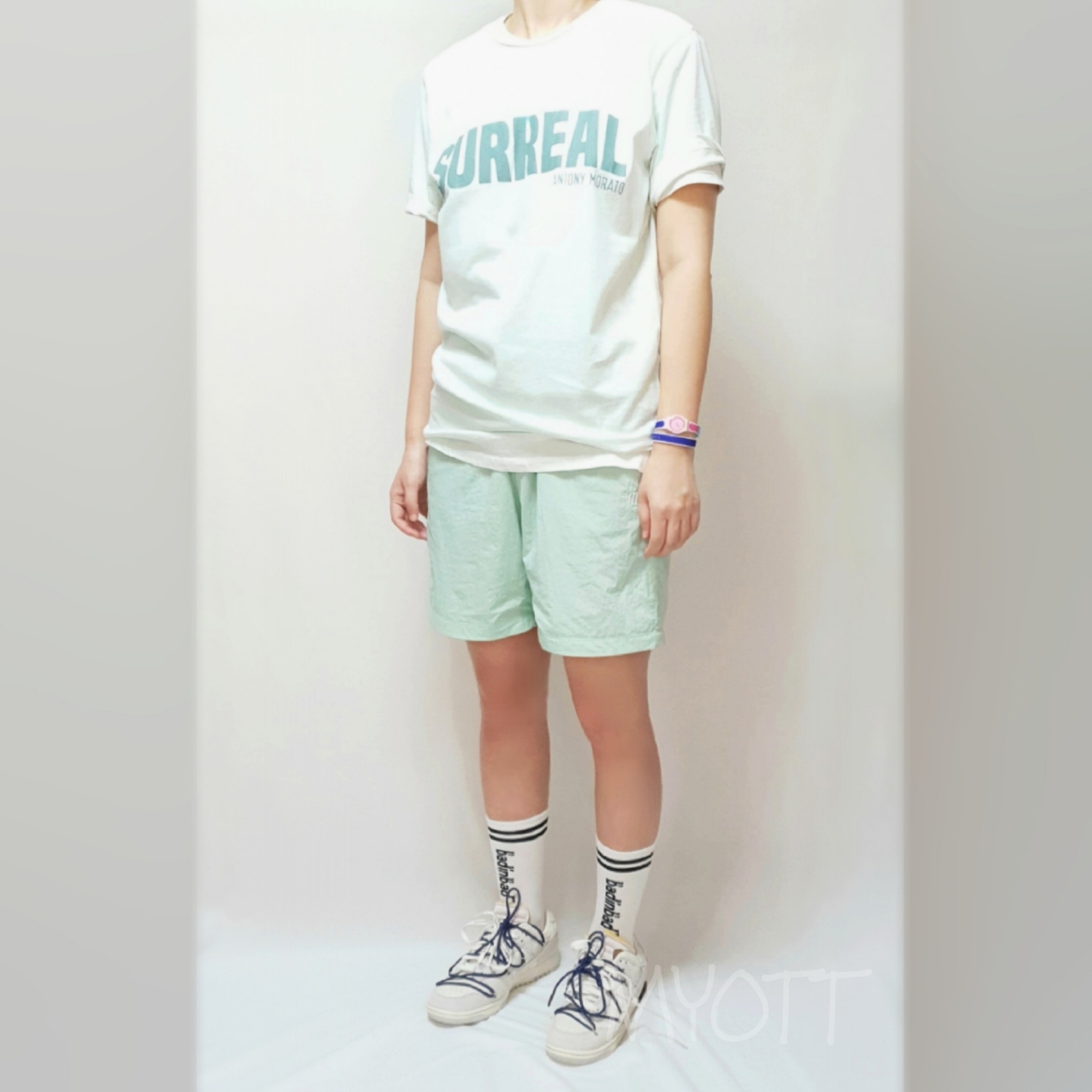 Nike x Off-White Dunk Low The 50 - Lot 18, Swatch Kauai Quartz Multicolor 착용 스타일 - 1