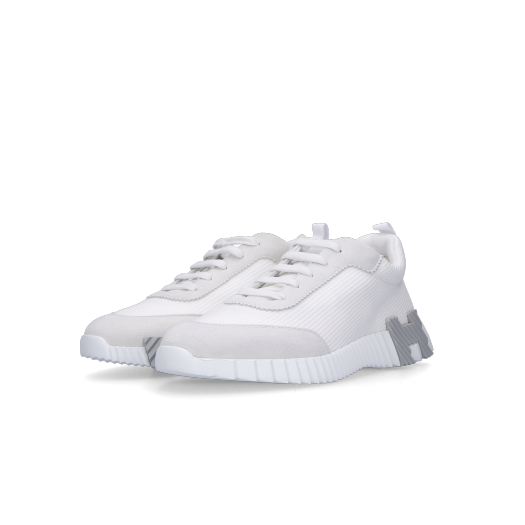 Hermes Bouncing Sneakers Mesh Suede Goatskin & Blanc Blanc