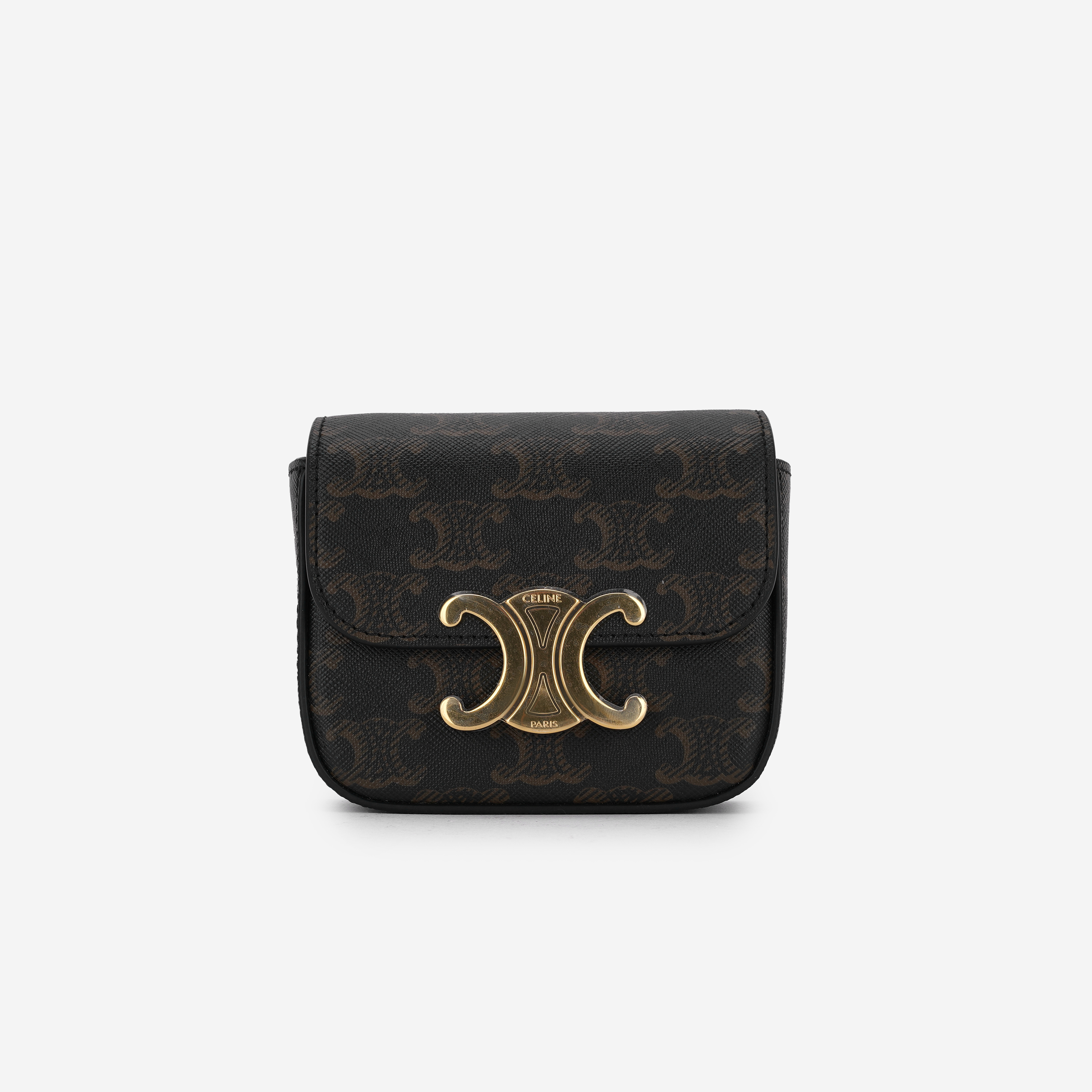 Celine Mini Claude in Triomphe Canvas Calfskin Tan