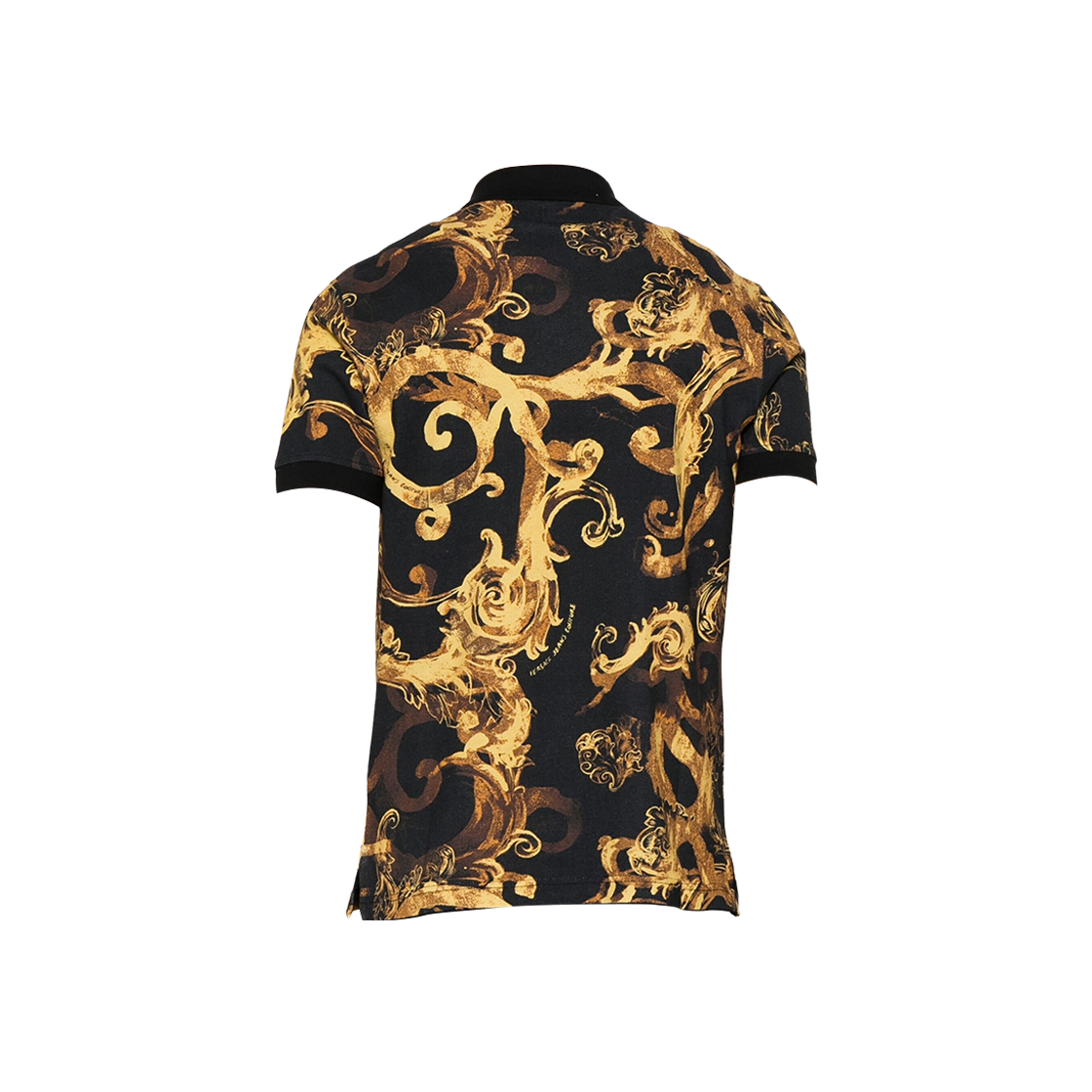 Versace Jeans Couture Baroque Print Polo Shirt Black Gold 상세 이미지 2