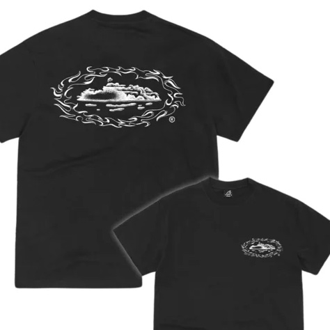Corteiz Firey Alcatraz T-Shirt New Blank Black 착용 스타일